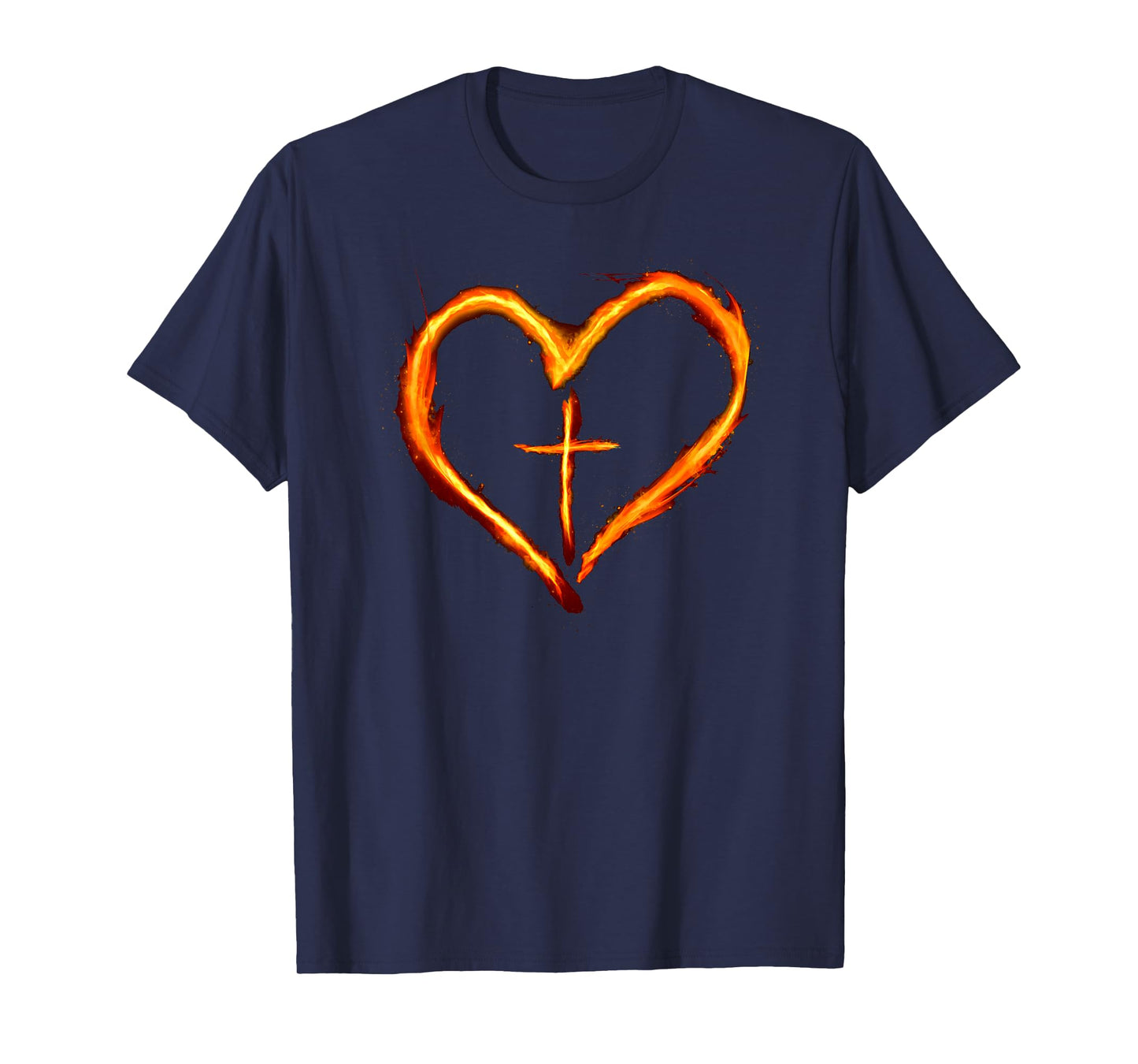 Christian Cross Revival Heart Flame – Be on Fire for Jesus T-Shirt