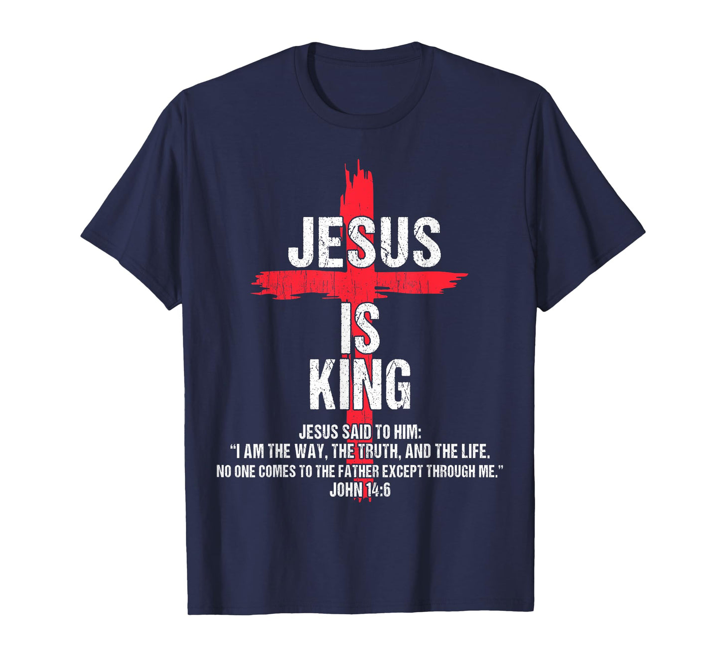 Kids Jesus Is King Christian-Shirt Boy Youth Religious Cross T-Shirt
