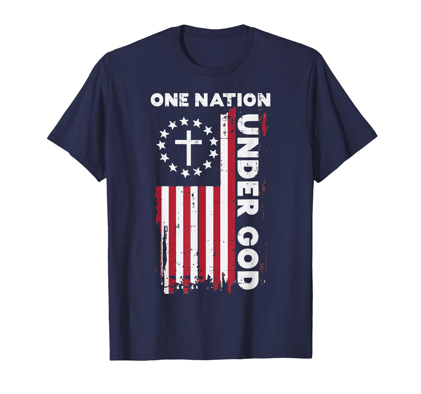 American Flag One Nation Under God 4th Of July Christian T-Shirt