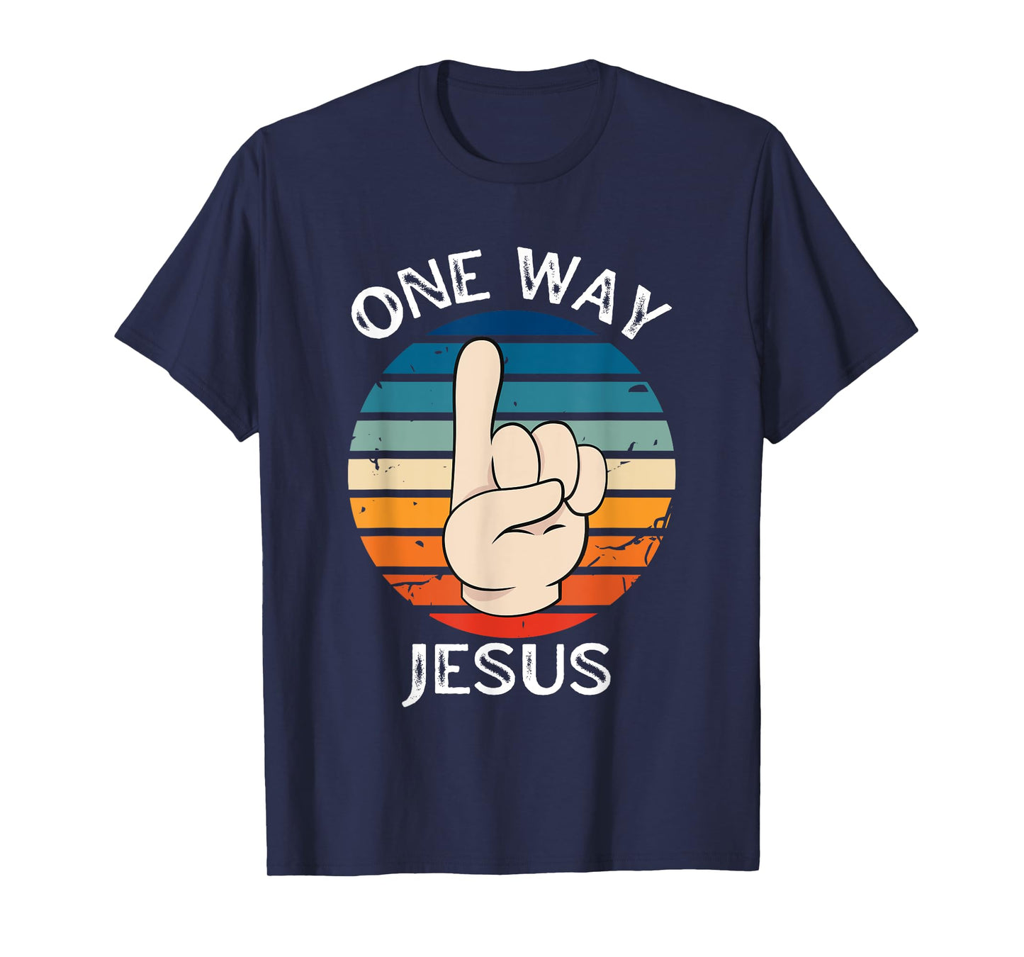 One Way Jesus People Christian Revolution Finger Up Retro T-Shirt