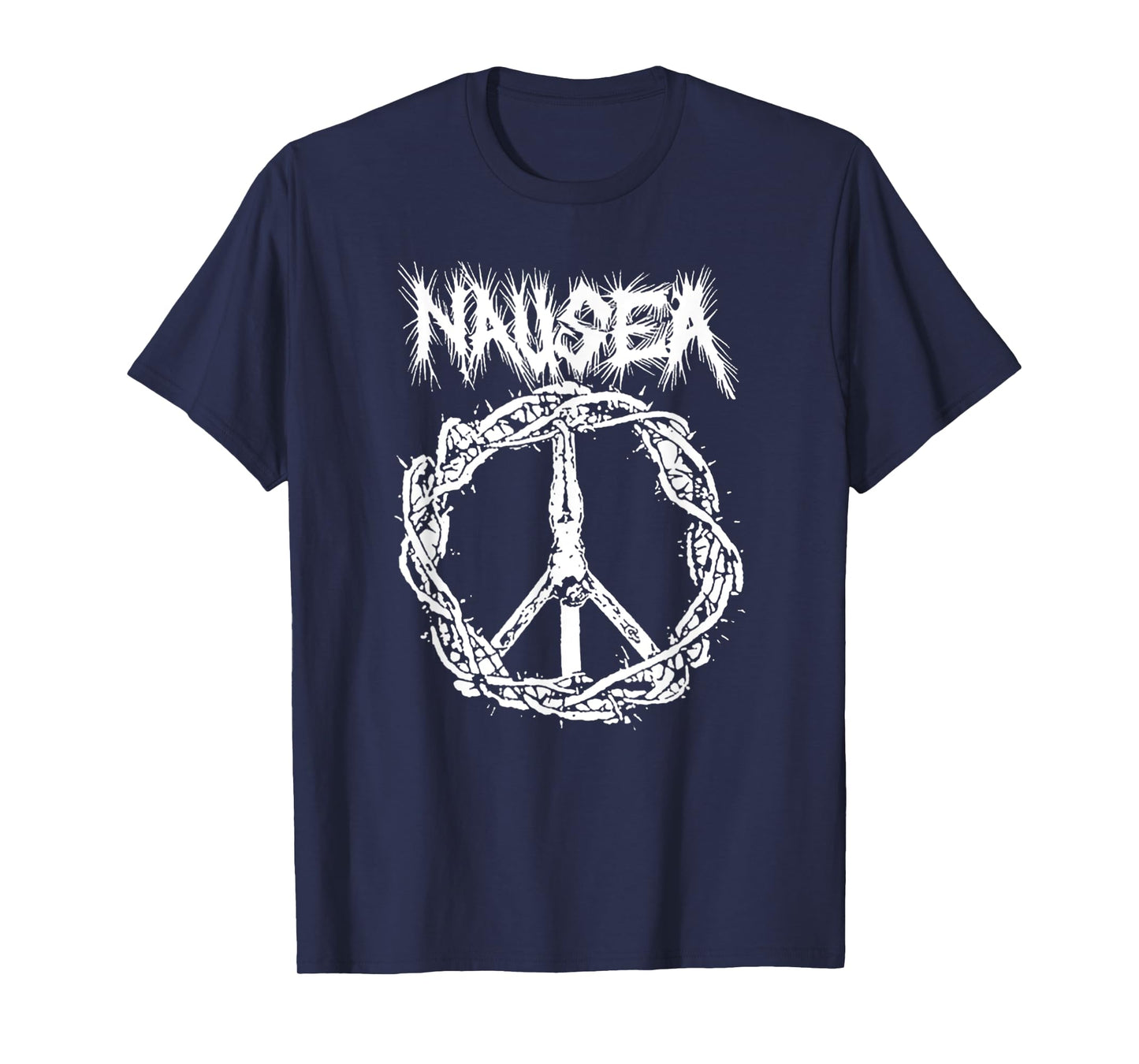 Vintage Nausea Christ Jesus On Crown - Nausea Band Design T-Shirt