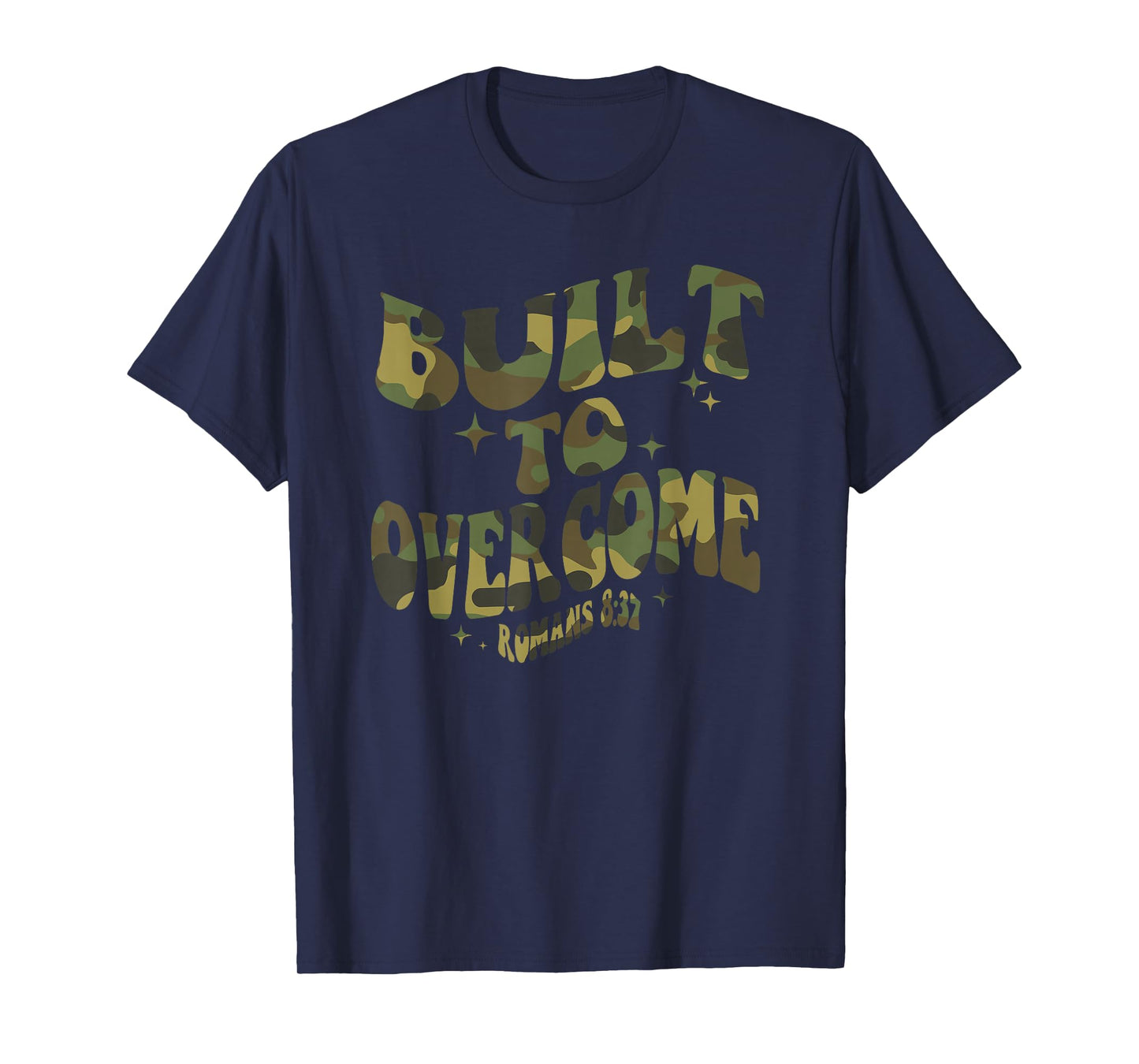 Built to Overcome Camo Scripture Christian Workout Faith Gym T-Shirt