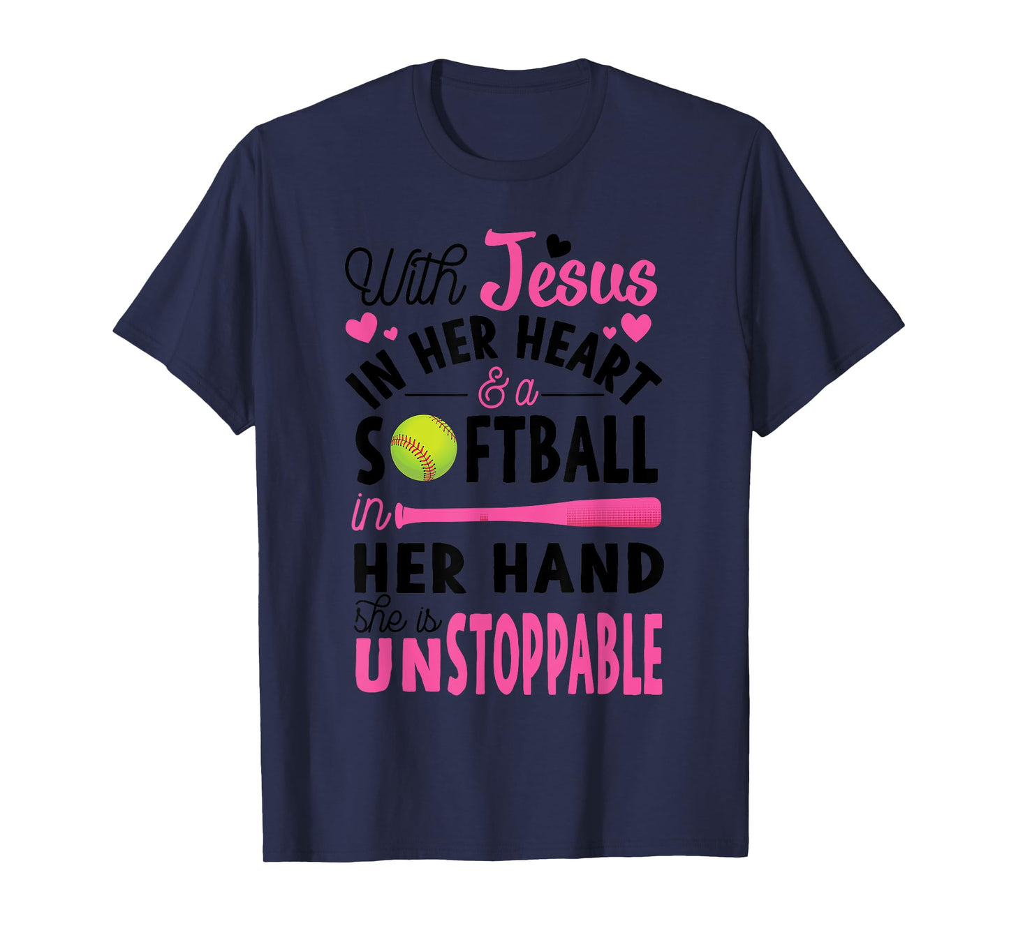 Jesus In Her Heart Softball Hand Funny Pitcher Gift For Her T-Shirt