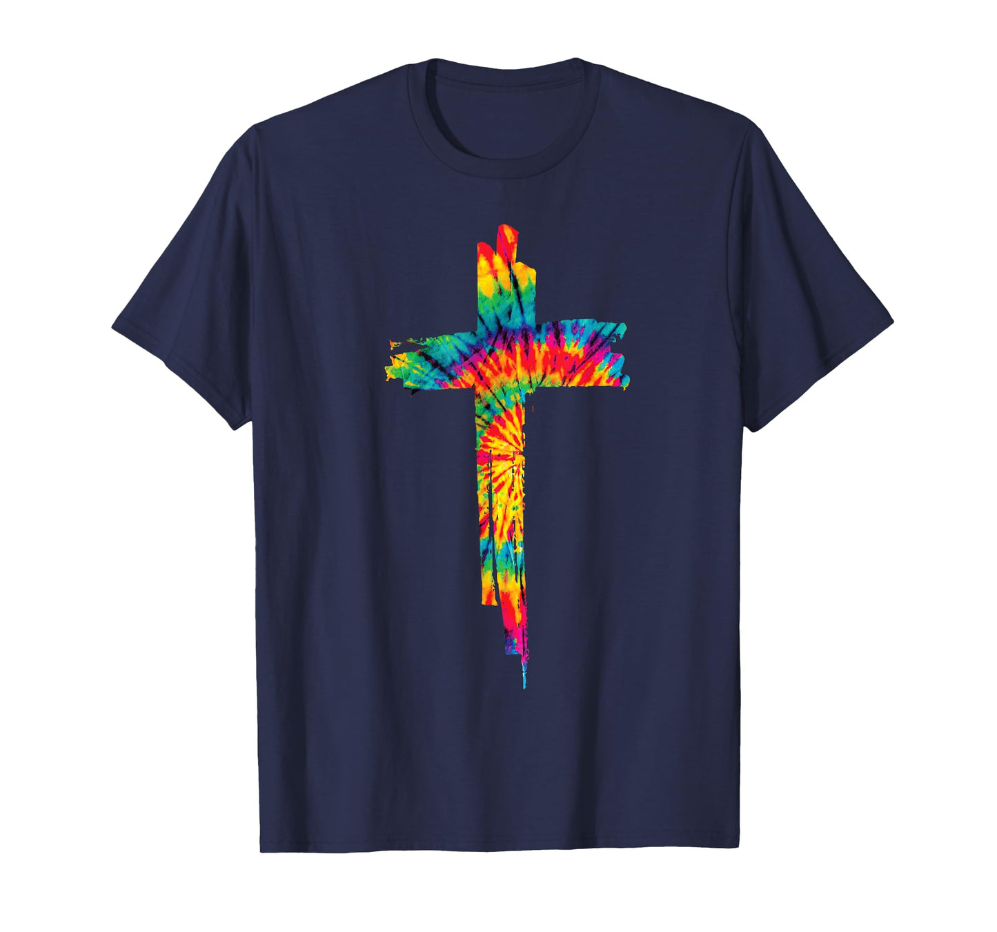 Jesus Christian Cross Tie Dye Rainbow Religious Bible Faith T-Shirt