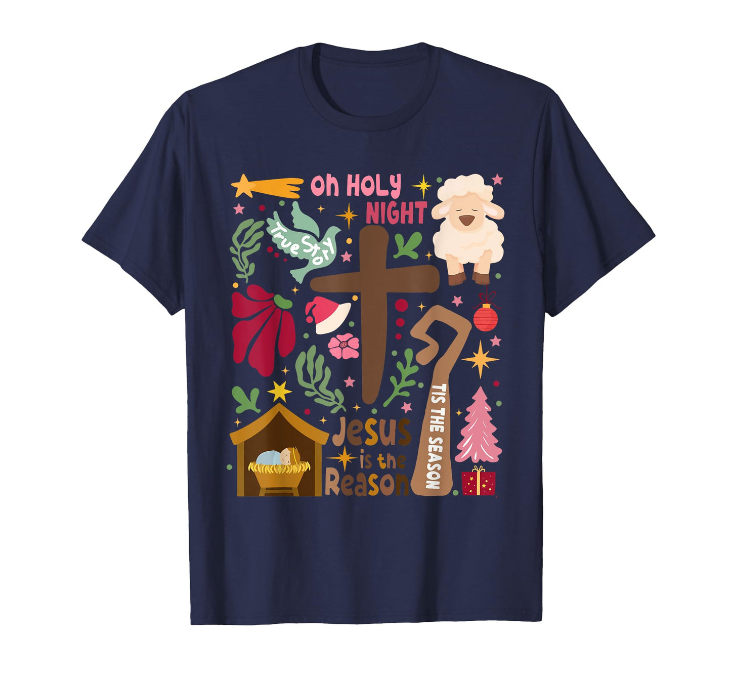 Jesus Is The Reason Christian Cross Christmas Xmas Pajamas T-Shirt