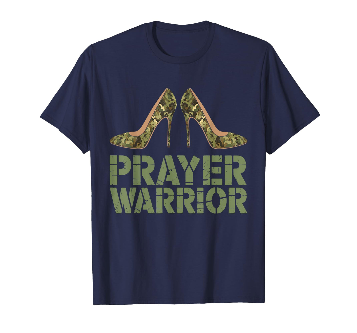 Camo Heels Prayer Warrior Faith God Jesus Christian Women T-Shirt