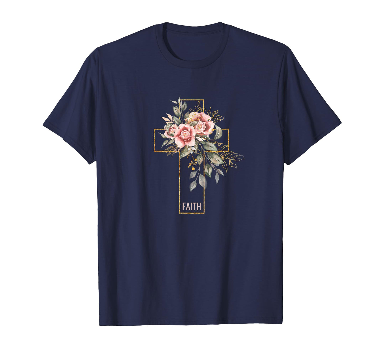 Faith Flowers and Cross Design Christian Believer T-Shirt