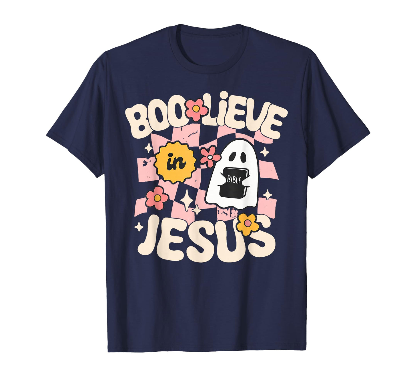 Boo Lieve in Jesus Funny Christian Halloween Cute Ghost T-Shirt
