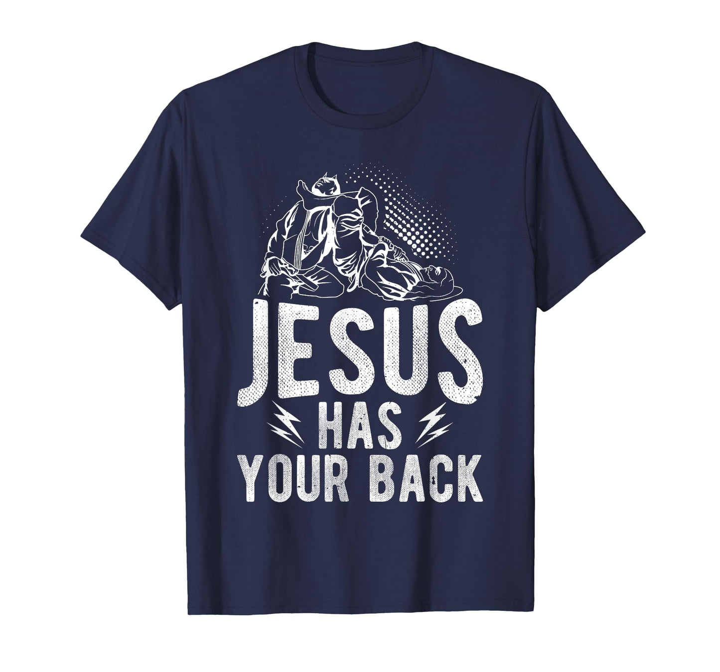 Christian Jiu Jitsu Apparel JESUS HAS YOUR BACK Christian Jiu Jitsu T-Shirt - Unisex-Adults, Black, Small, Short Sleeve, T-Shirt