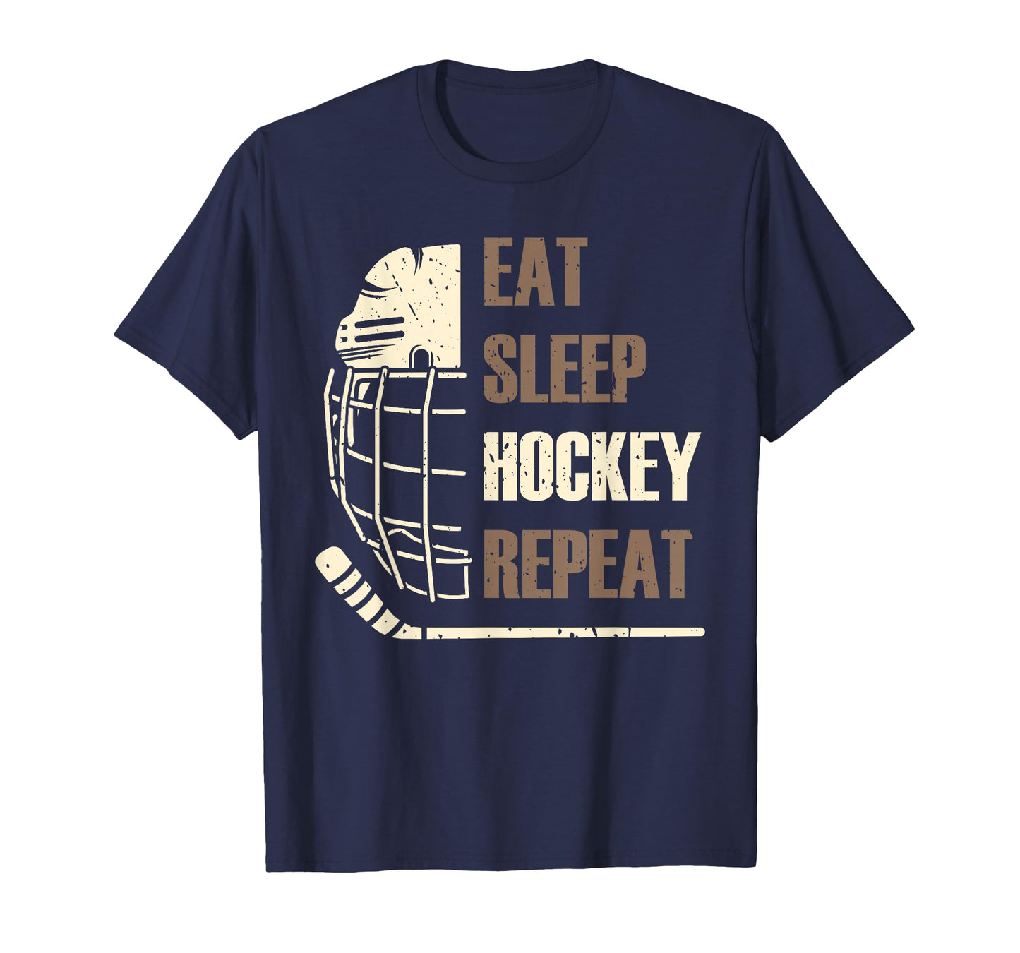 Eat Sleep Hockey Repeat Funny Mask Stick Ice Hokey Player T-Shirt