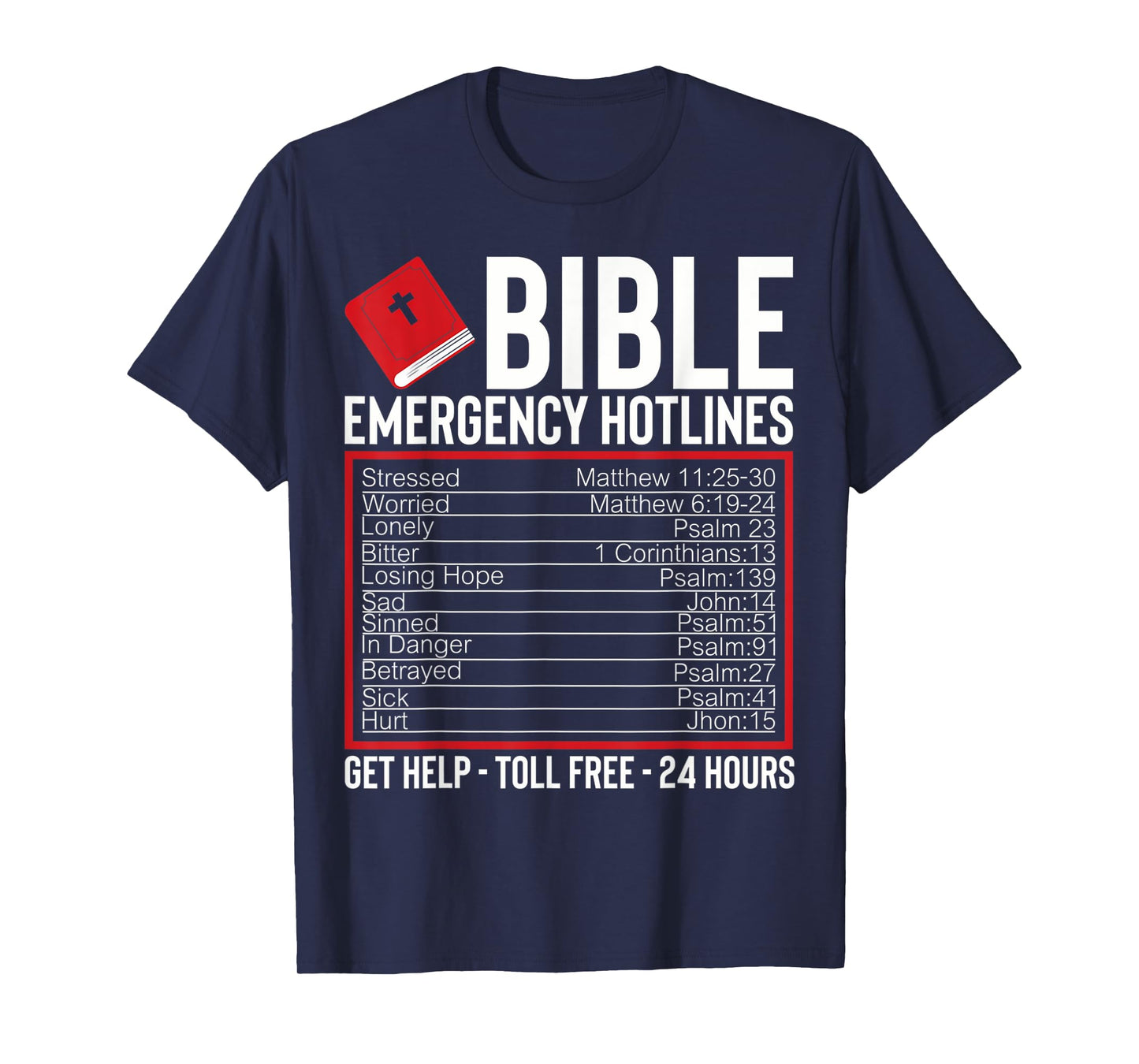 Funny Christian Cross Bible Emergency Bible Verses T-Shirt