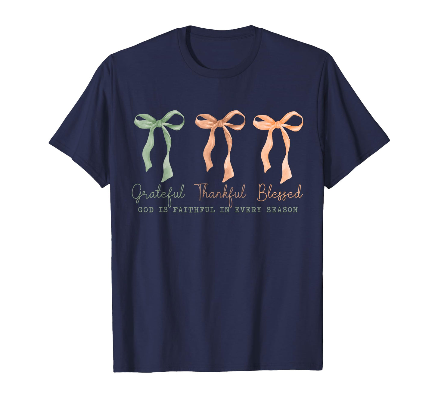 Grateful Thankful Blessed Christian Fall Thanksgiving Faith T-Shirt