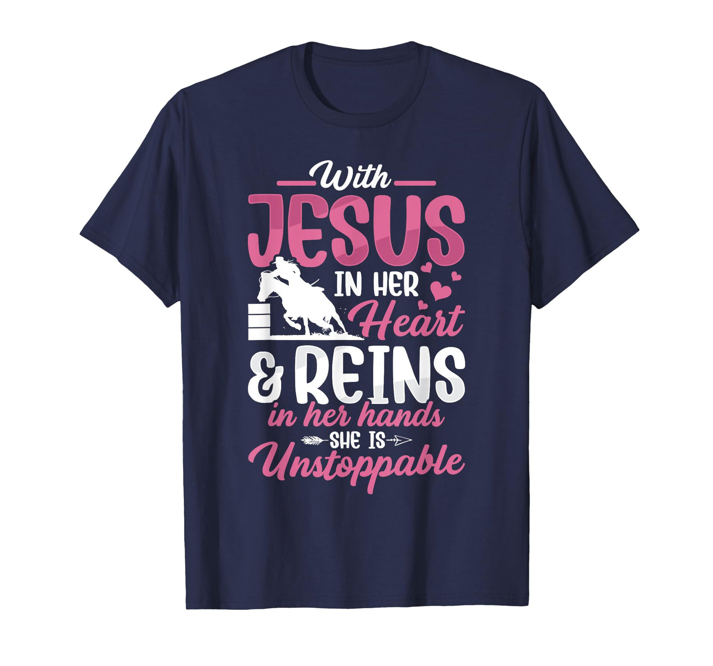 With Jesus Barrel Racer Race Barrel Racing Horse Rodeo Women T-Shirt
