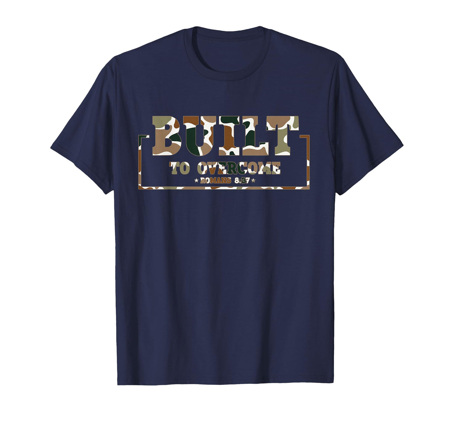 Built to Overcome Camo Scripture Workout Gym Faith Christian T-Shirt