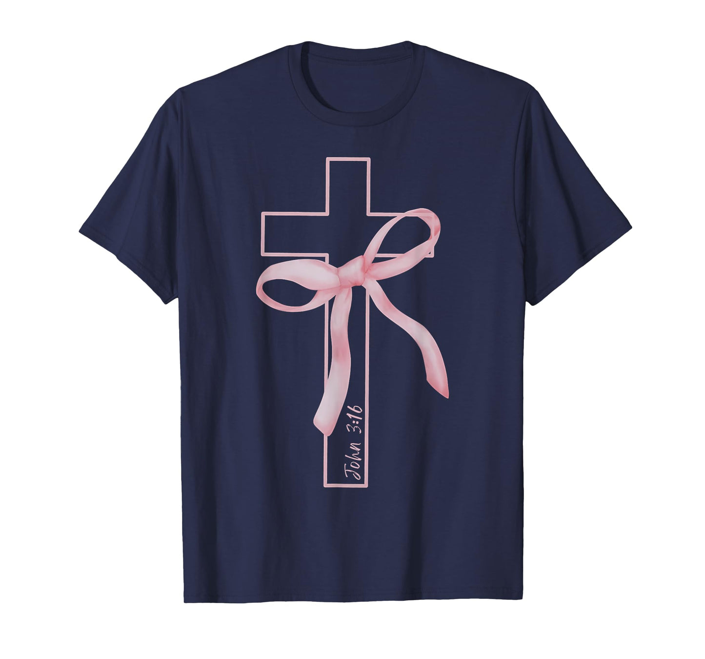 Coquette Christian Pink Bow Cross John 3:16 Bible Verse T-Shirt