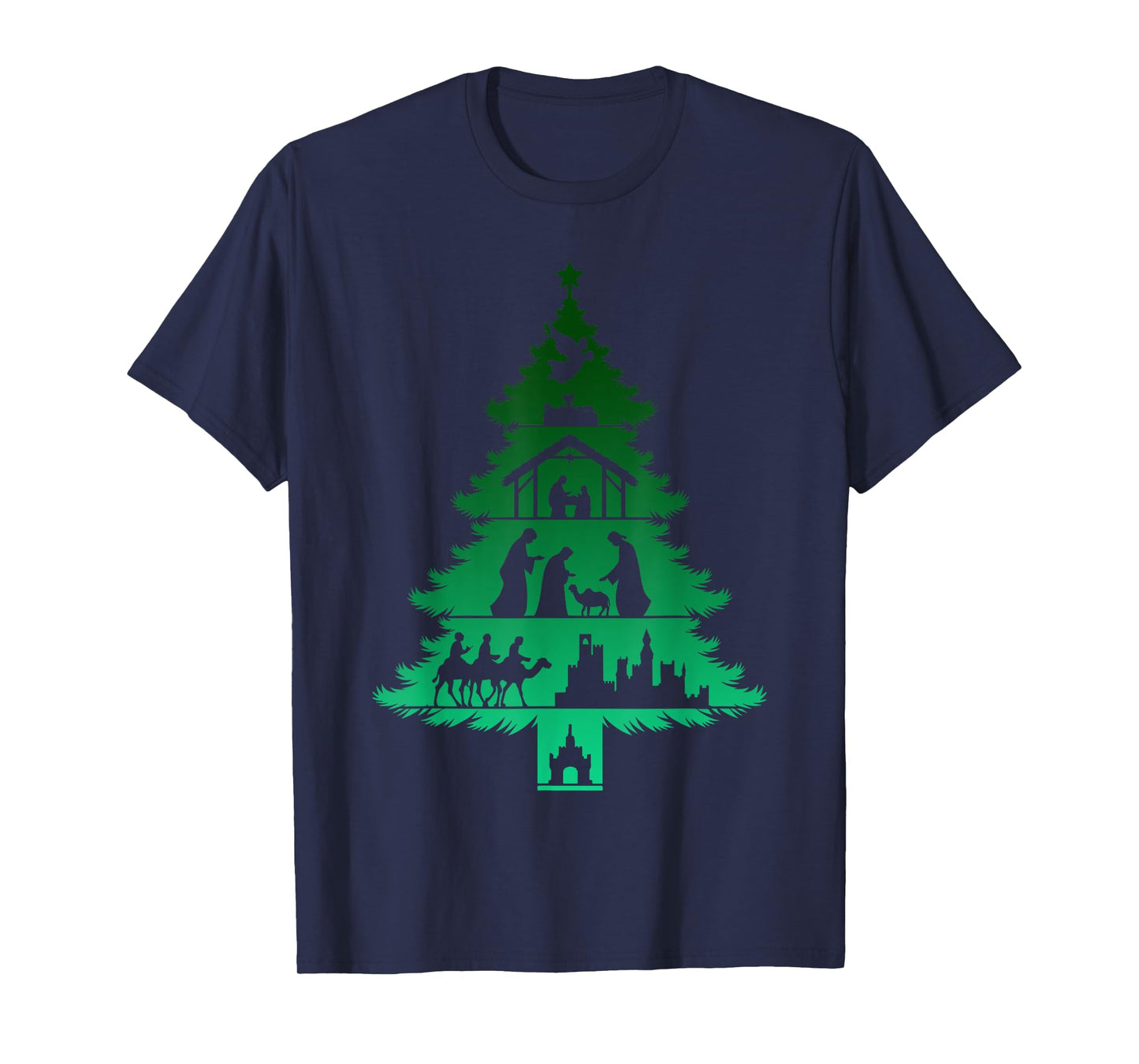 Nativity Christmas Tree Christmas Christian Xmas Holiday Pjs T-Shirt