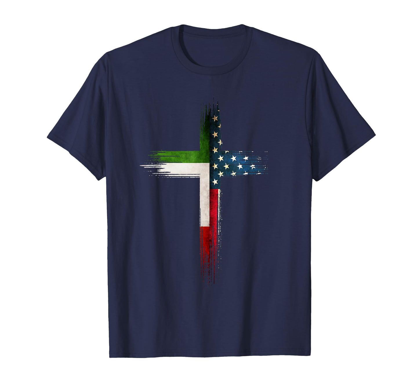 Christian Cross Italian American US Flag T-Shirt