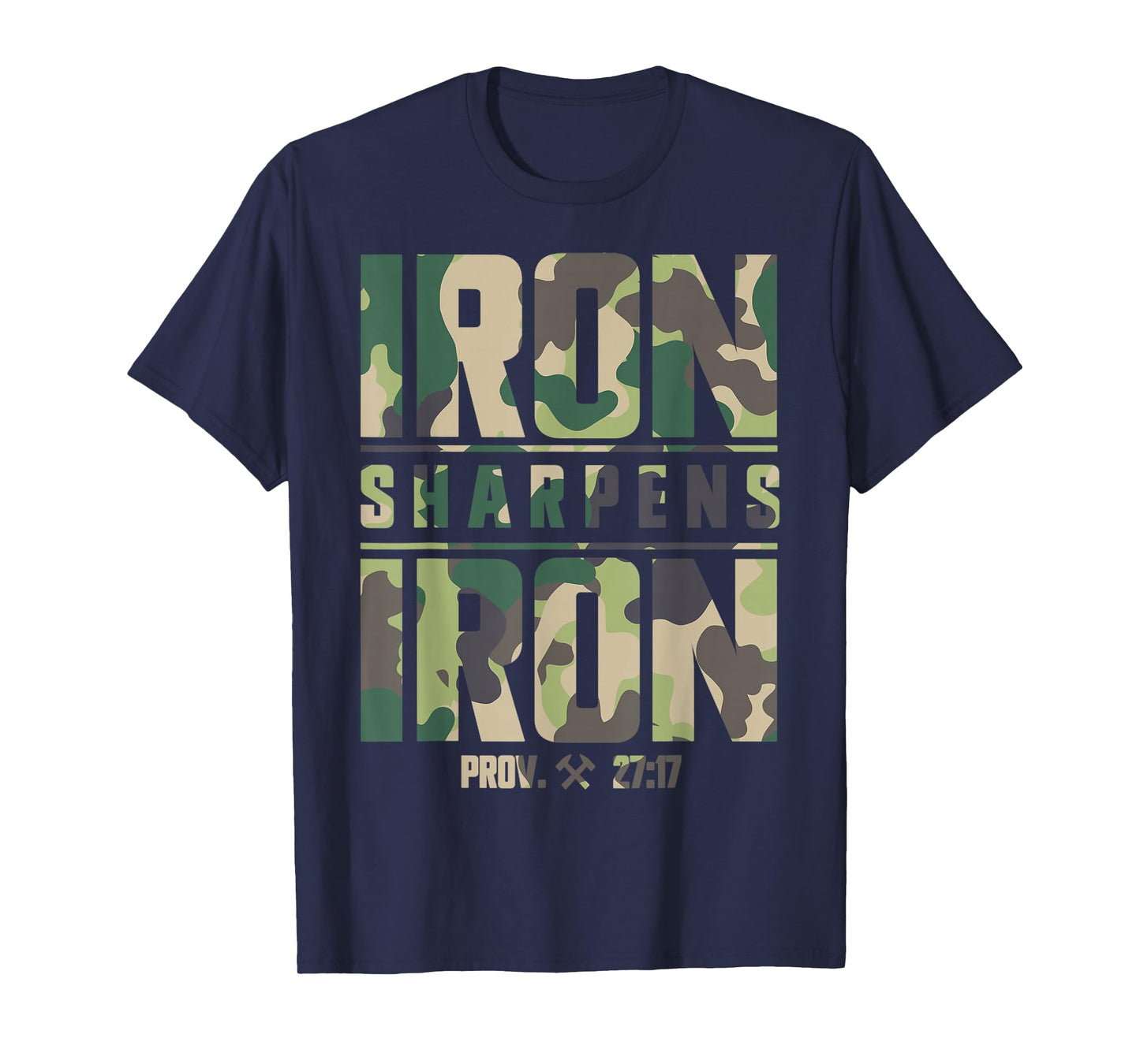 Camouflage Pattern Iron Sharpens Iron Camo Christian Men T-Shirt