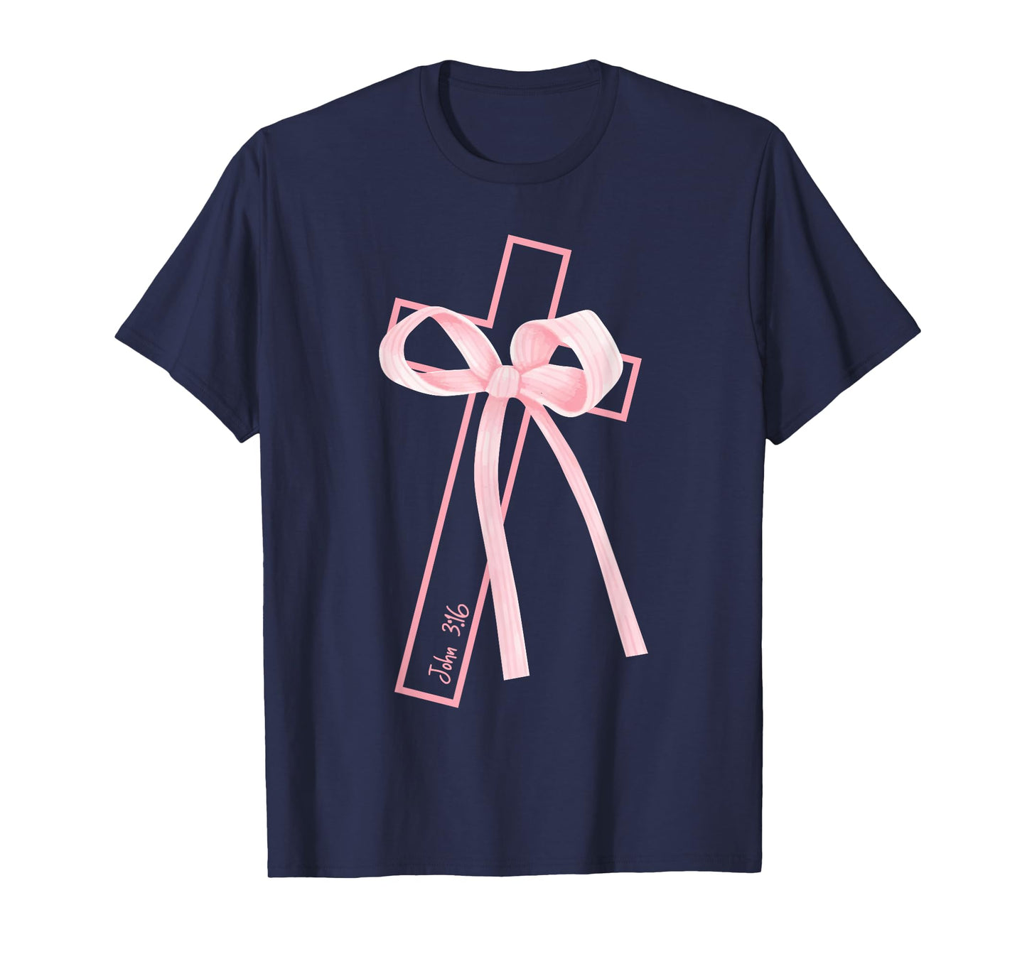 Christian Cross Coquette Bow John 3-16 Bible Verse Religious T-Shirt