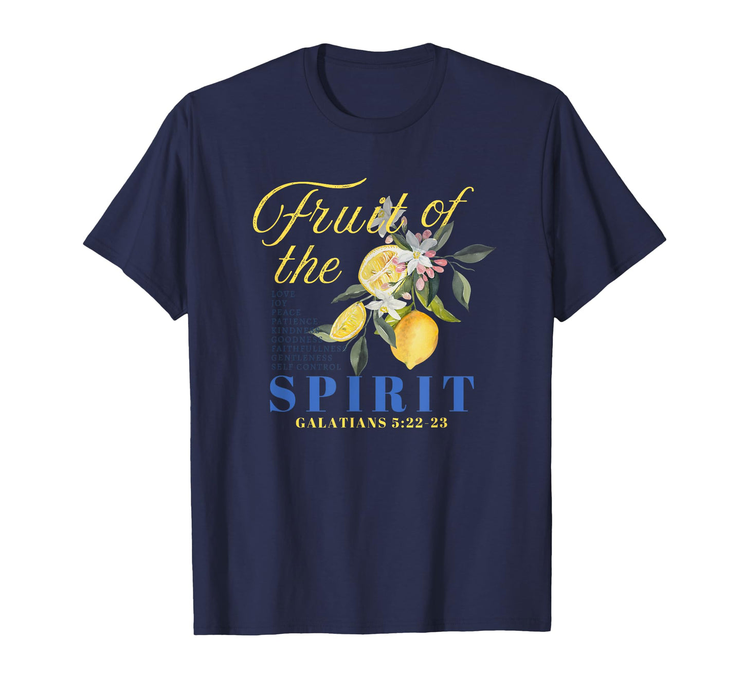 Christian Lemon Fruit of The Spirit Bible Verse Graphic Tee T-Shirt