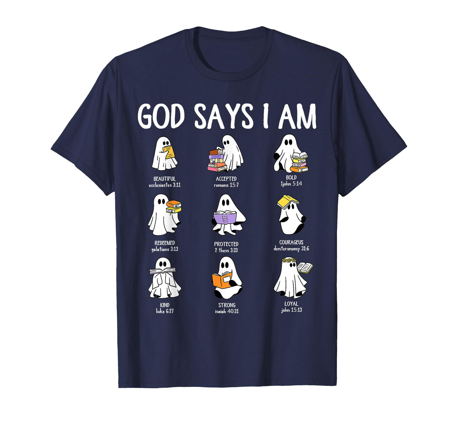 God Says I Am Cute Ghost Book Halloween Men Women Girl Kids T-Shirt