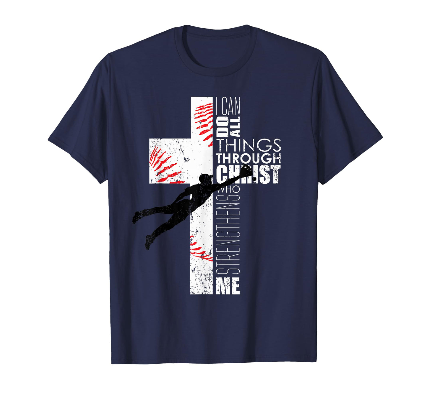 Christian Philippians 4:13 Kids Boys Cross Baseball Graphic T-Shirt