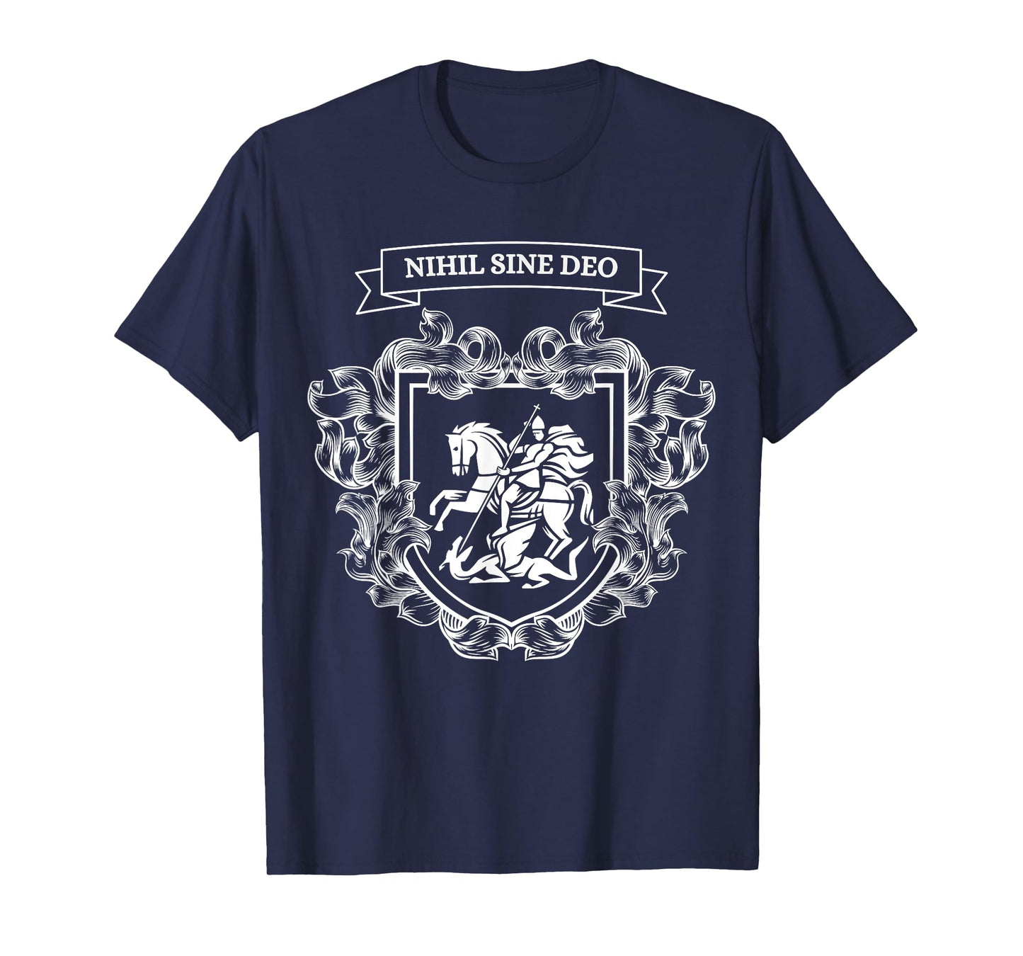 Saint George Slaying the Dragon Nihil Sine Deo Christian Tee T-Shirt