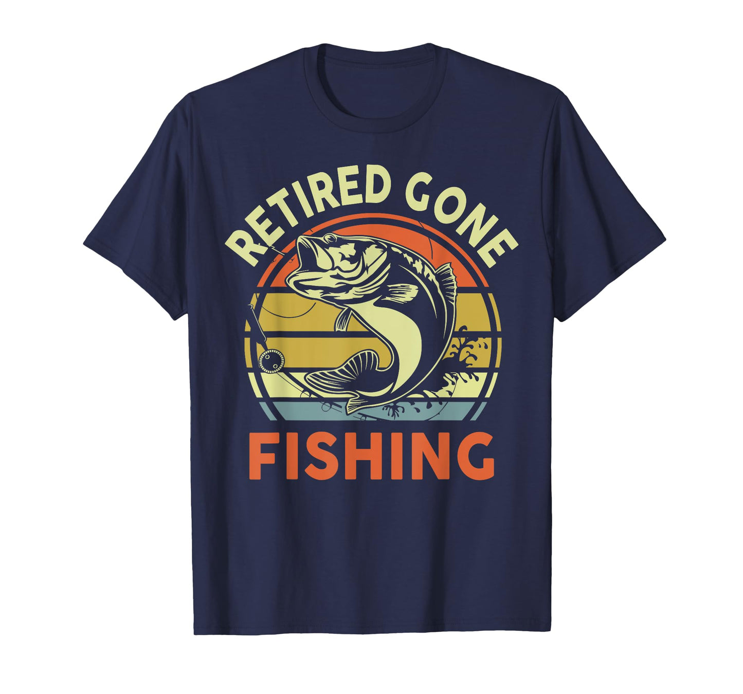 Mens Retired Gone Fishing Grandpa Bass Fish Funny Retirement T-Shirt