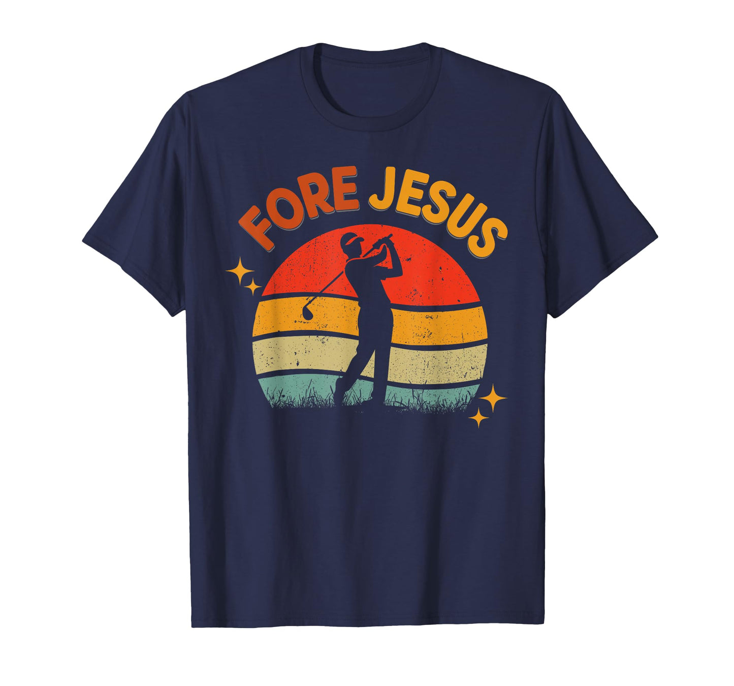 FORE Jesus Christian Golf Retro 70s Religious Golfing Men's T-Shirt