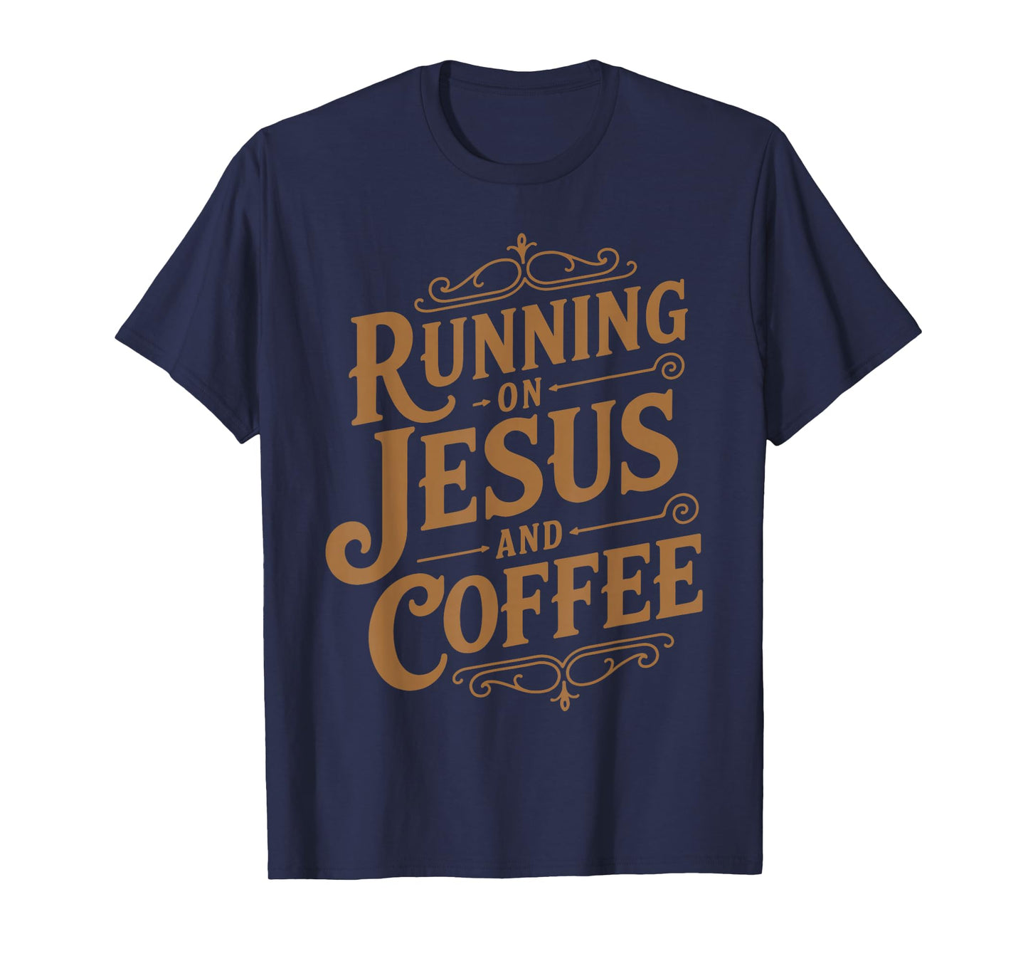 Running On Jesus and Coffee Funny Faith and Caffeine T-Shirt