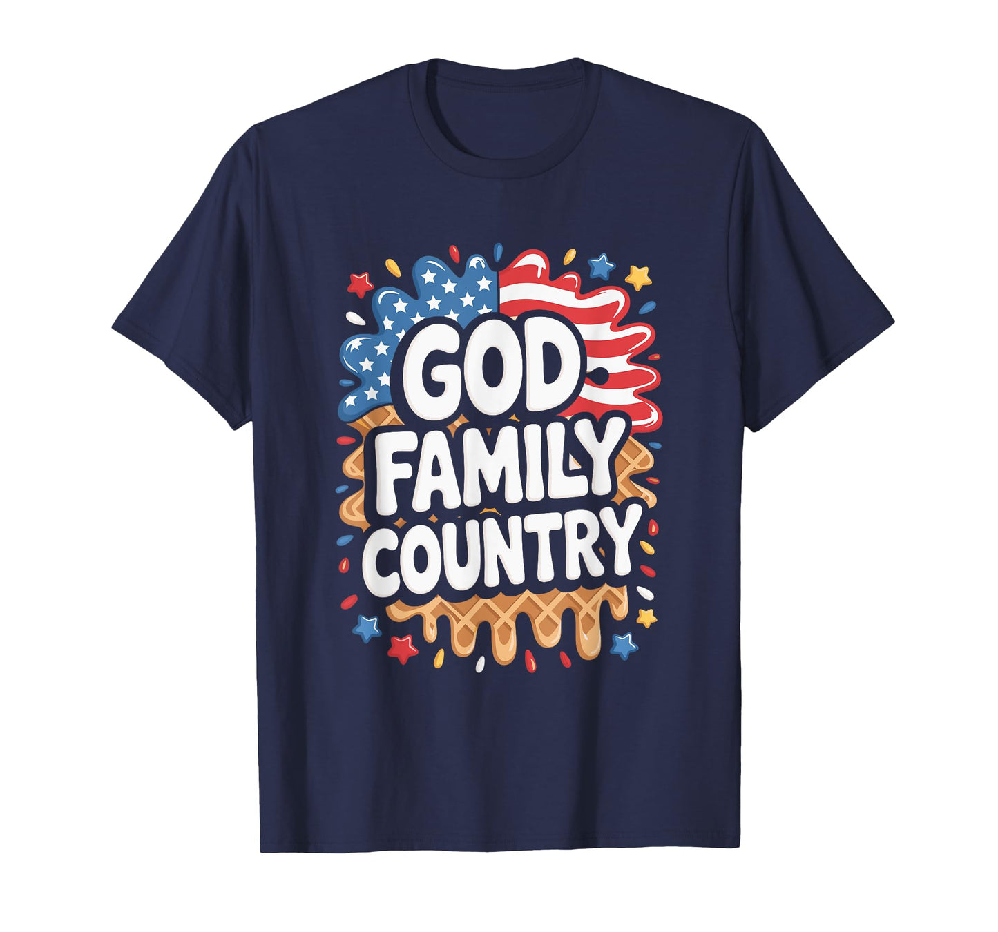 God Family Country Freedom - Patriotic Christian US Flag T-Shirt