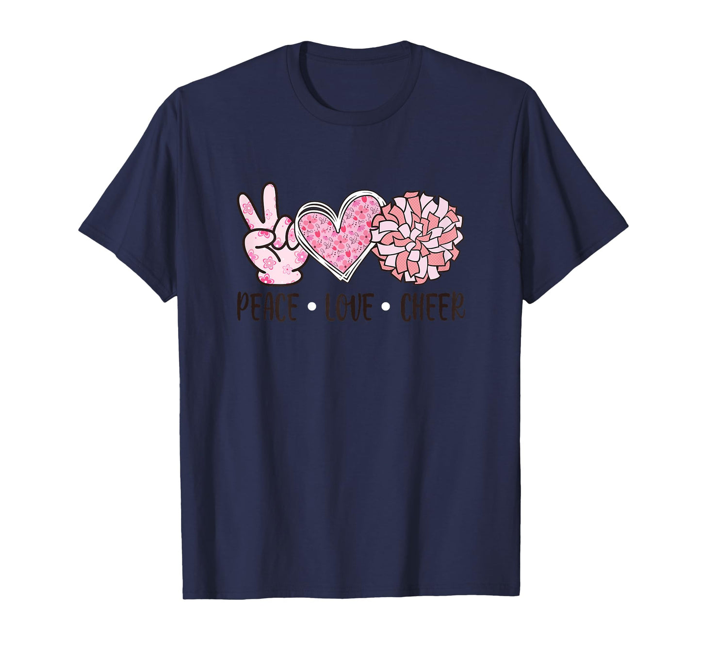 Cheerleading Shirt Girls Peace Love Cheer Cheerleader Women T-Shirt