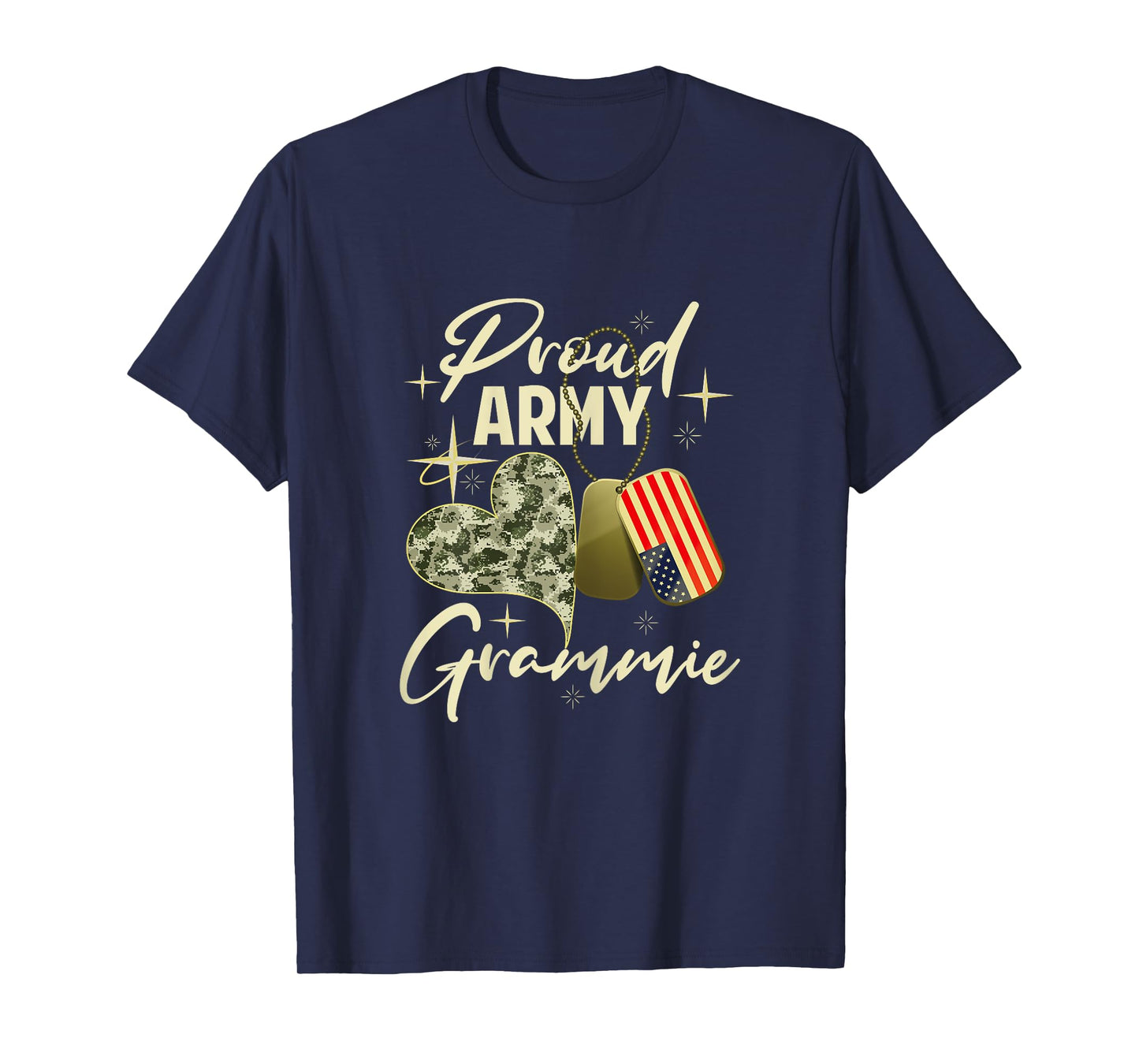 Proud Army Grammie Camouflage Mother's Day Dog Tag US Flag T-Shirt for Women