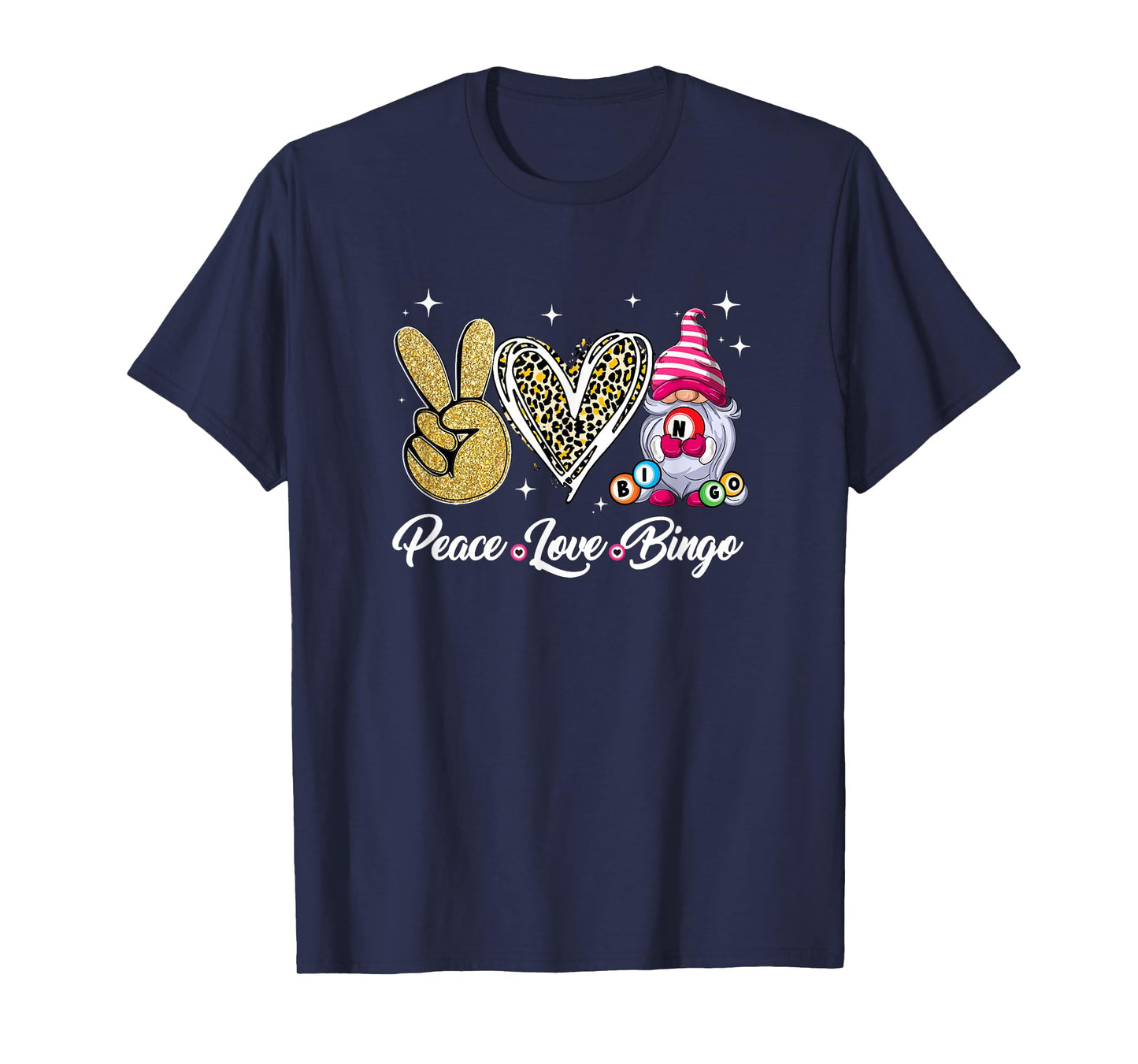 Peace Love Bingo Funny Lucky Design Bingo Gnome Lover Women T-Shirt