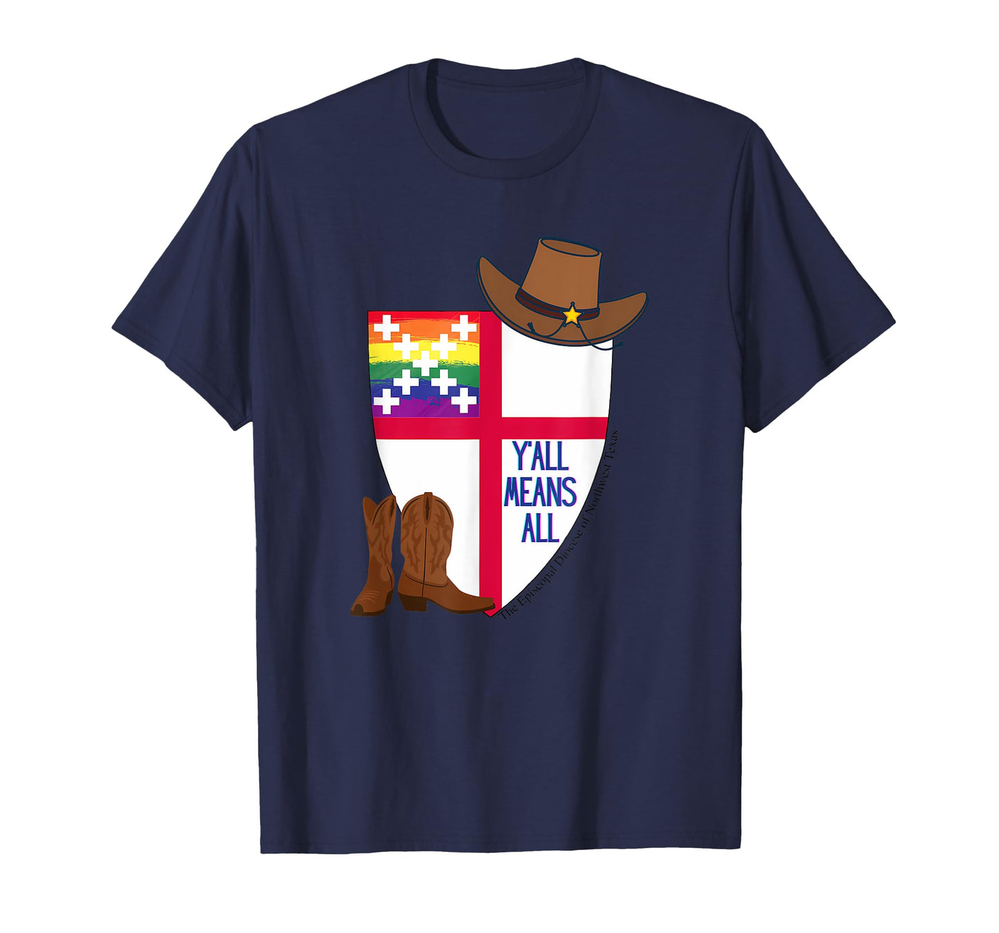 Funny Y'All Means Yall Episcopal Church Gay Pride T-Shirt