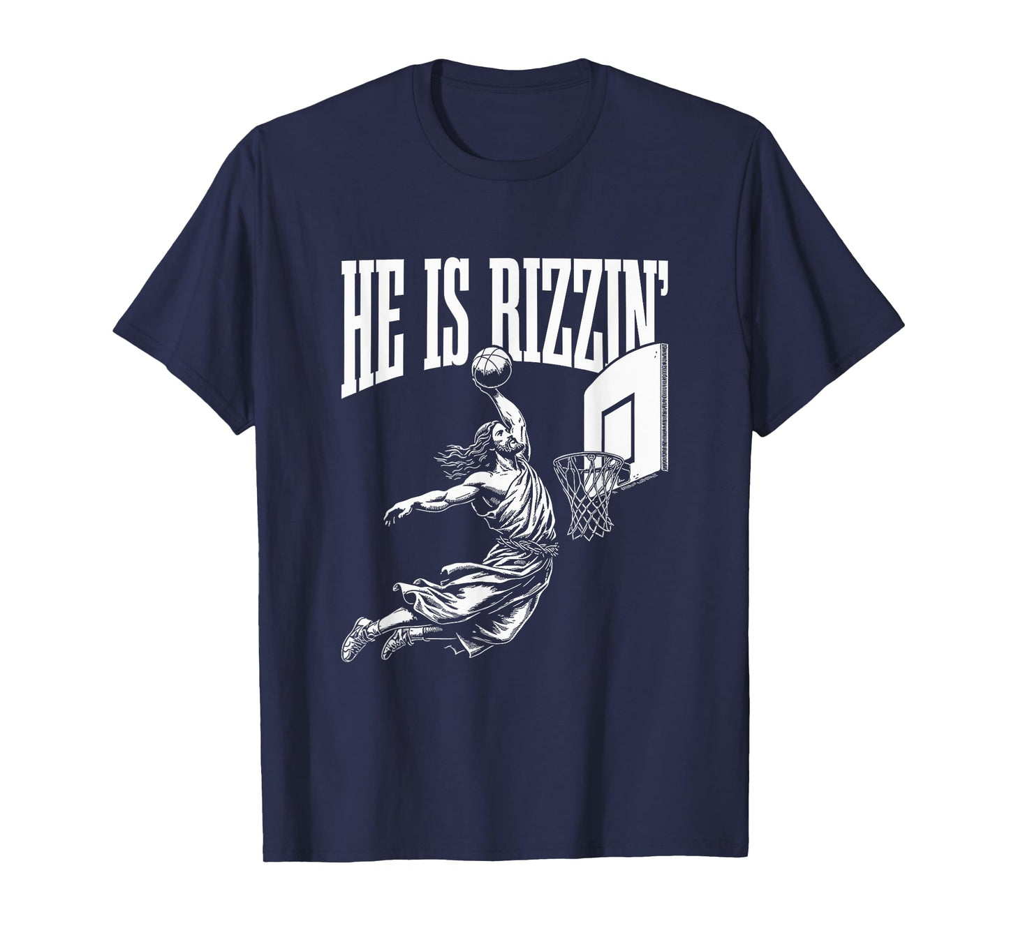 He Is Rizzin Funny Jesus Basketball Meme T-Shirt