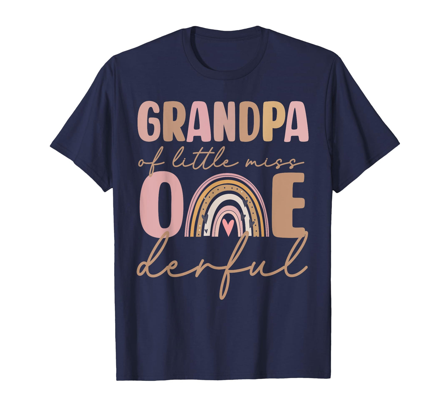Grandpa of Little Miss Onederful First Birthday Boho Rainbow T-Shirt