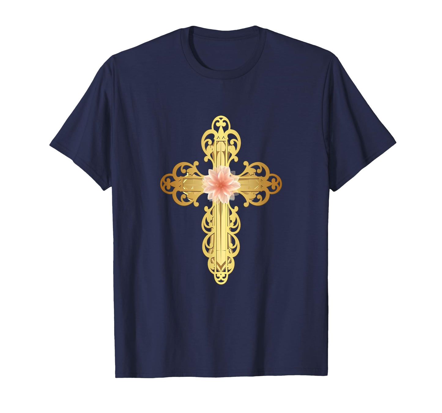 Beautiful Gold Cross Flower,Cross Gifts,Christian Gift Ideas T-Shirt