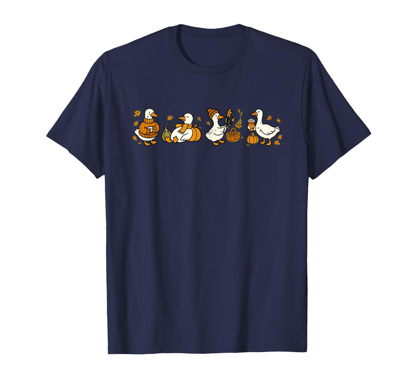 Funny Fall Goose Autumn Pumpkin Thanksgiving Cozy Season T-Shirt