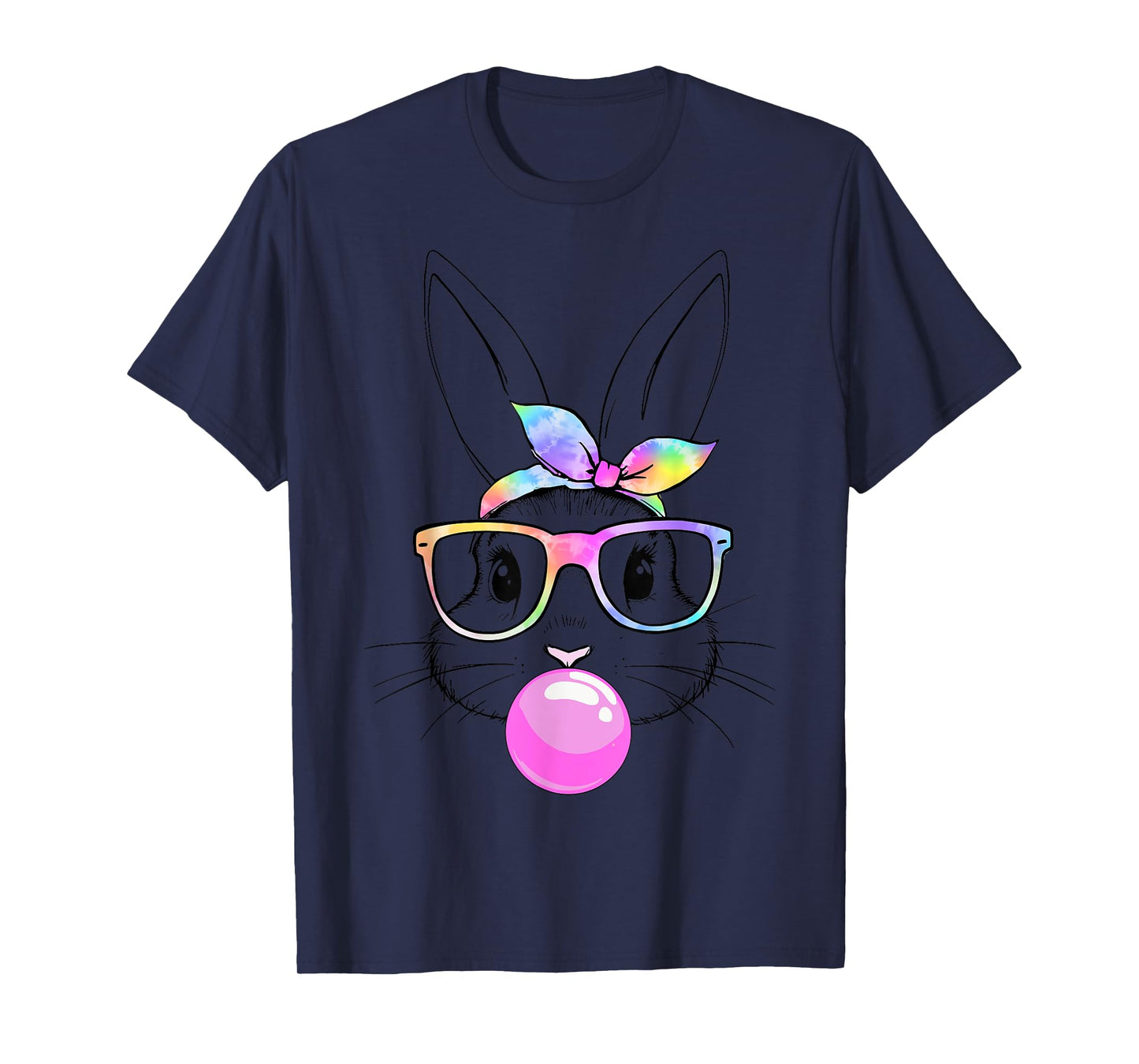 Bunny tie dye glasses bandana bubblegum easter girls women T-Shirt