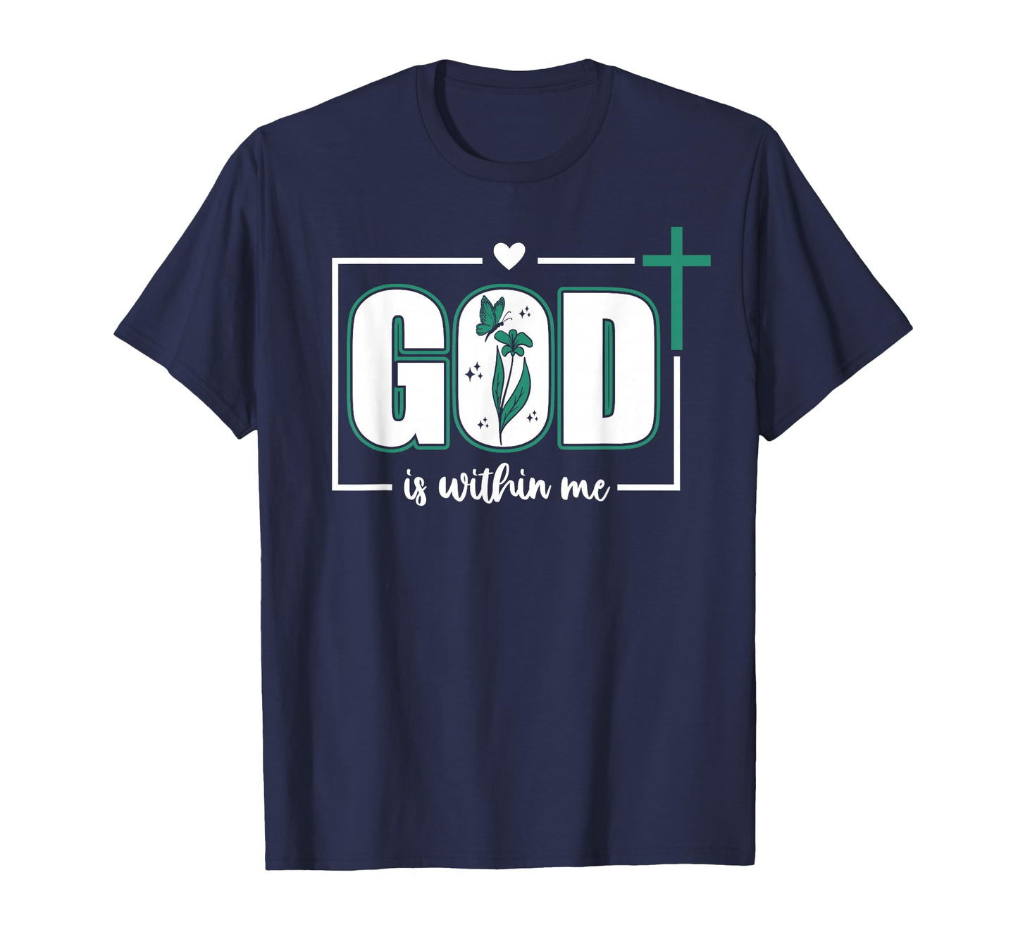 God is Within Me Will I Not Fall Psalm 46:5 Teal Bible Verse T-Shirt