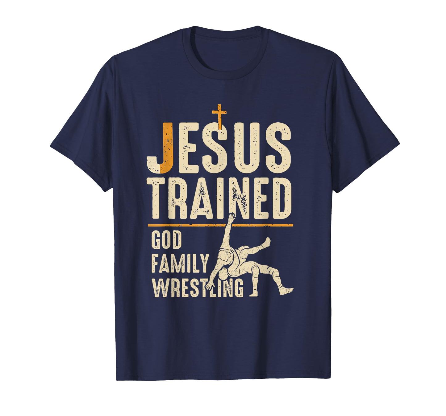 Jesus Trained God Family Wrestling Christian Unisex-Adults Black Small Christian Wrestling T-Shirt