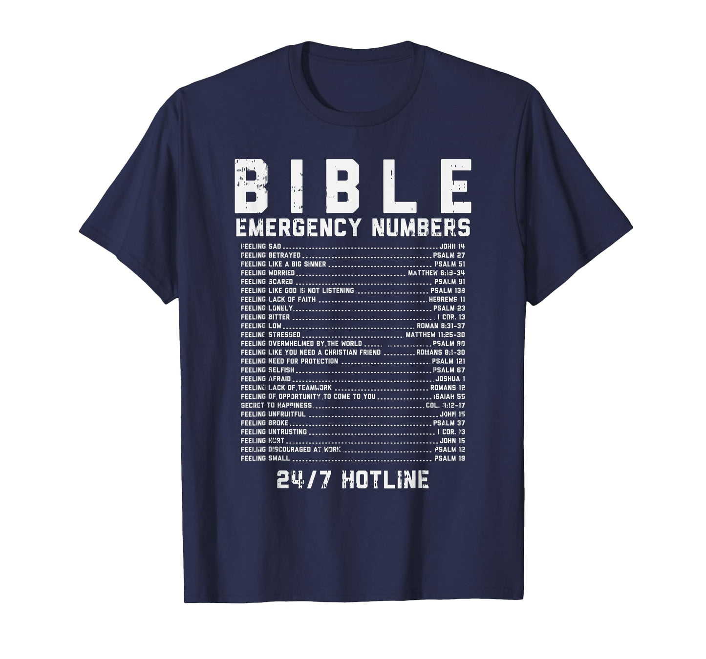 Bible Emergency Numbers Verse God Jesus Faith Christian Gift T-Shirt
