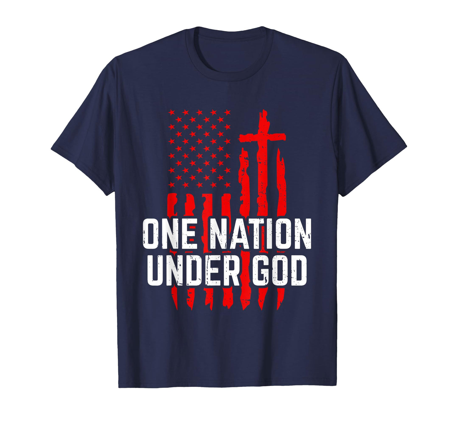 One Nation Under God Jesus Blessed American Flag T-Shirt