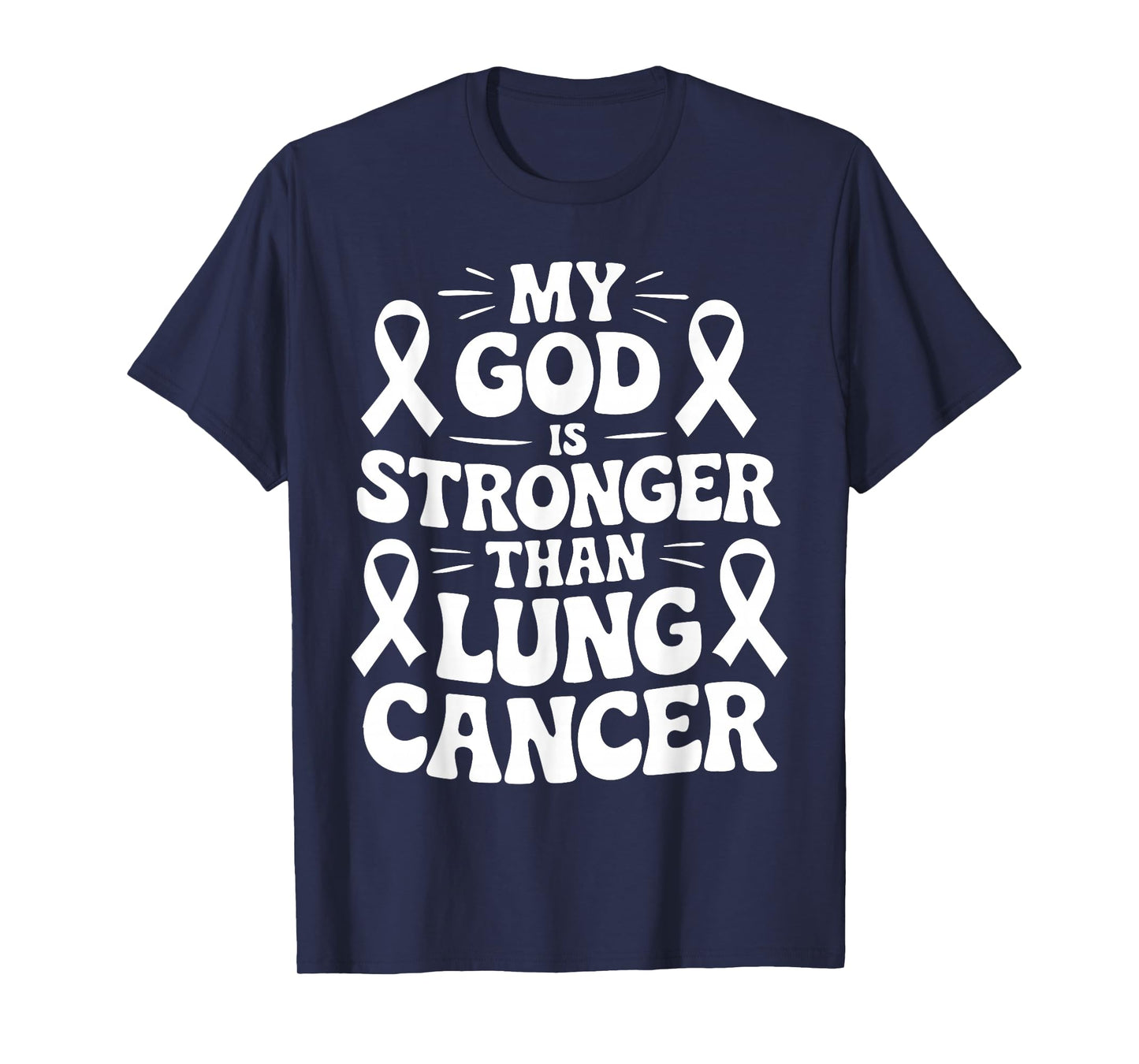 Lung Cancer Support God's Strength White Ribbon Awareness T-Shirt