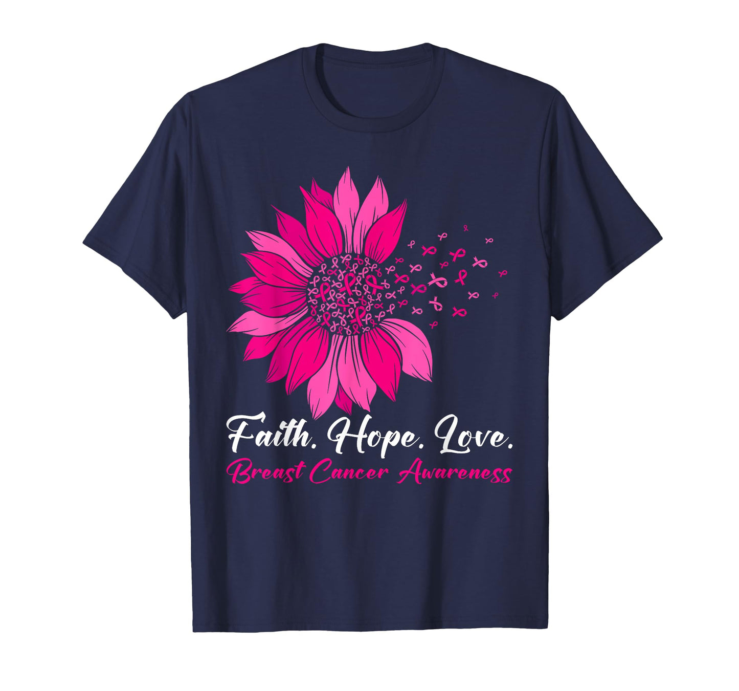 Sunflower Faith Hope Love Breast Cancer Awareness T-Shirt