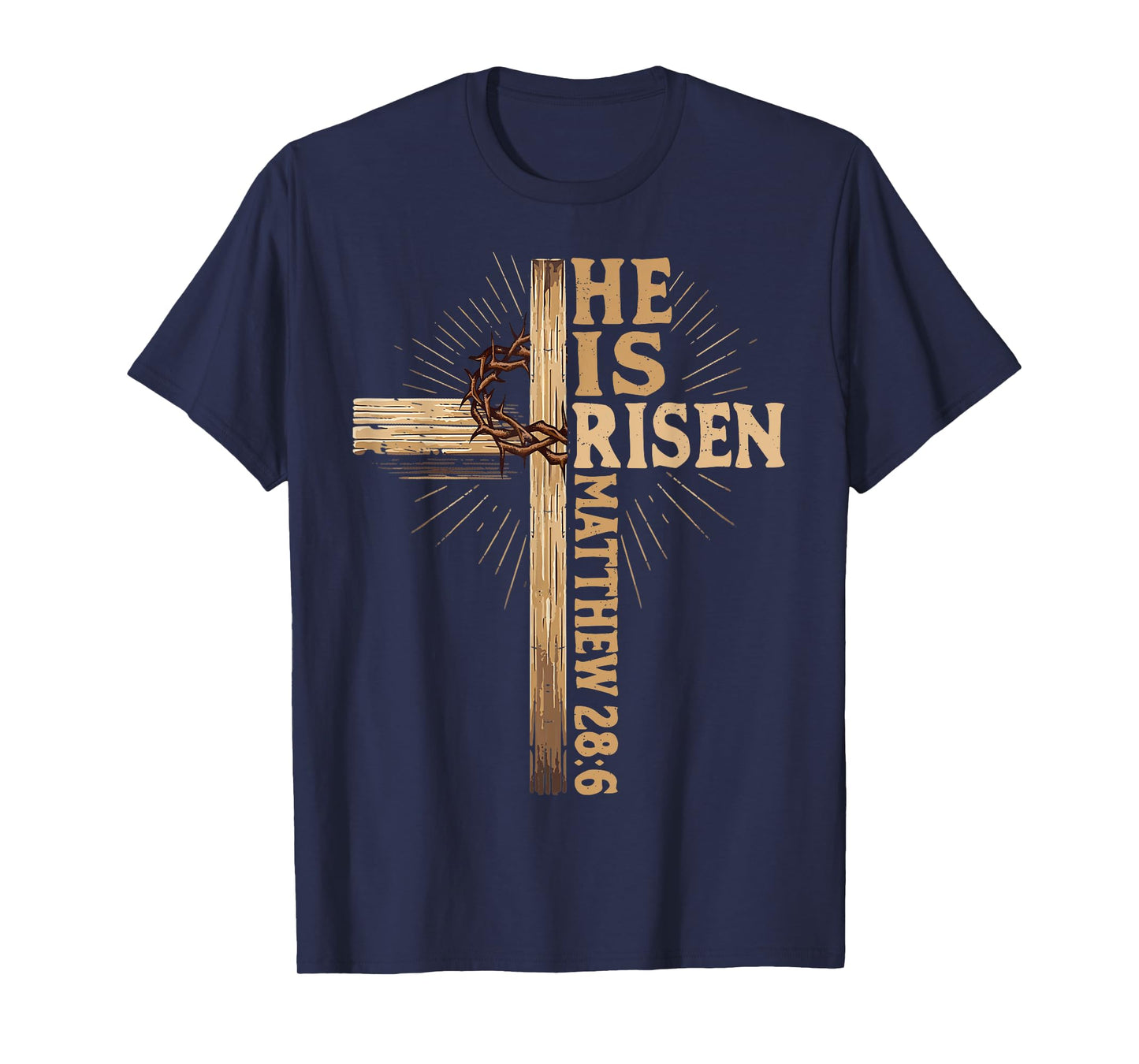 He Is Risen Christian Easter Jesus Religious Vintage Cross T-Shirt