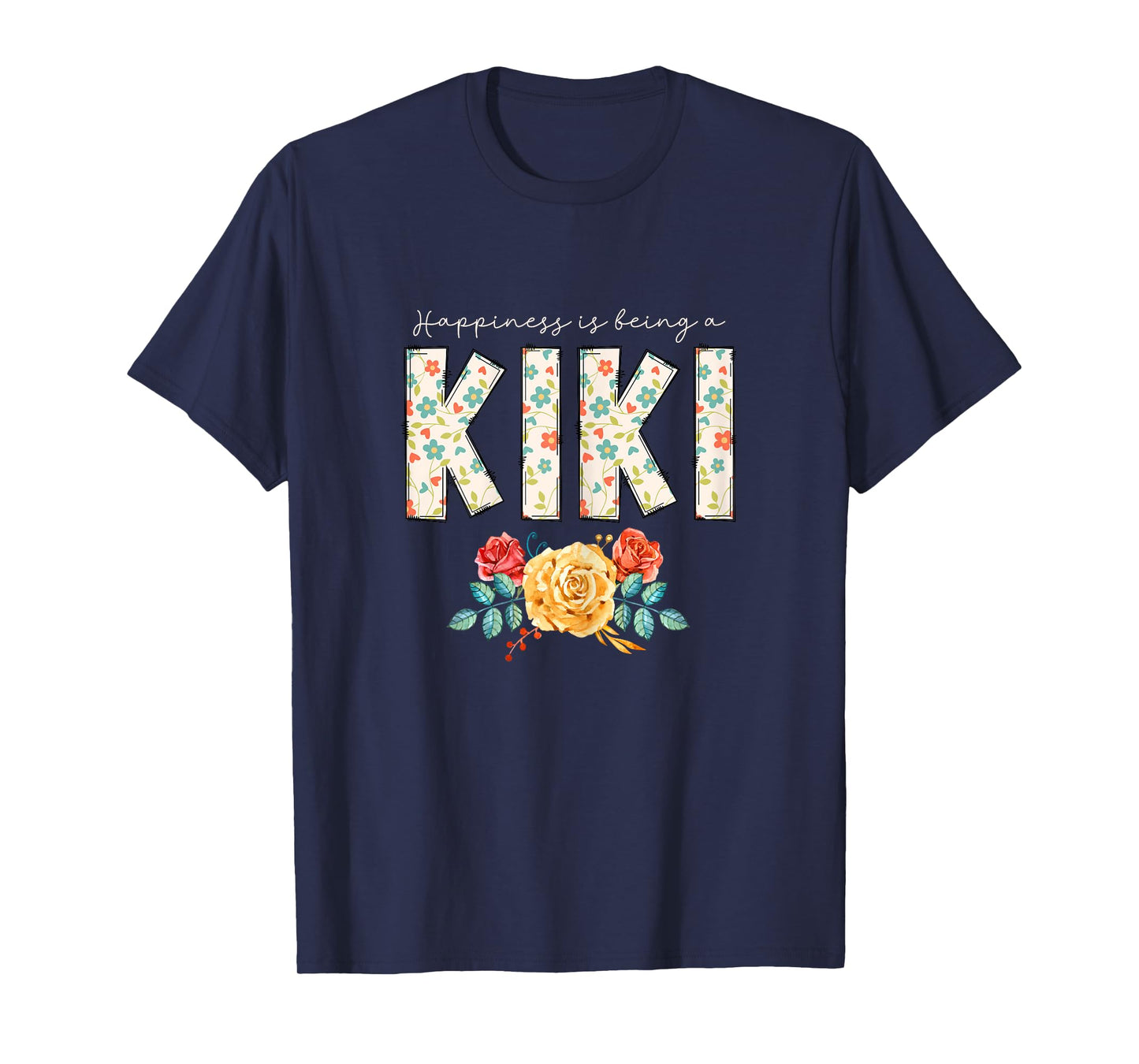 Happiness Is Being A Kiki Floral Flower Grandma T-Shirt