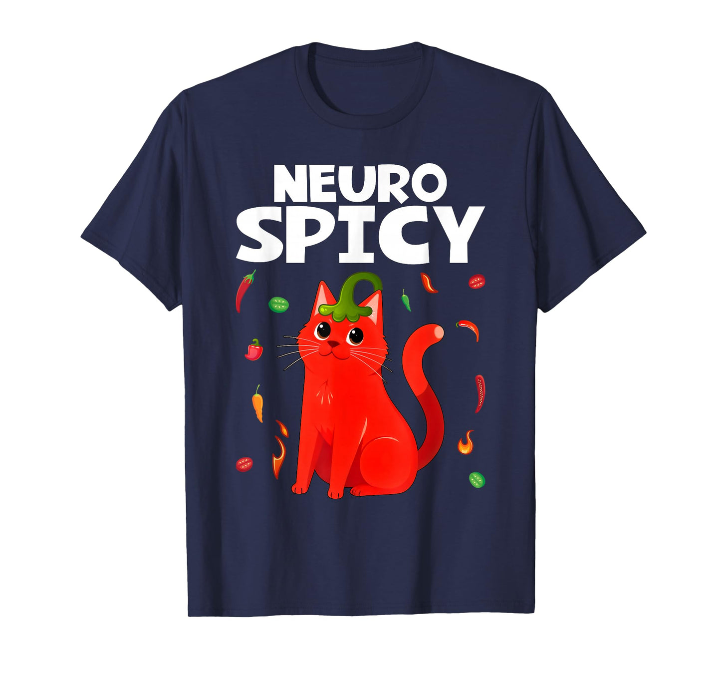 Neurospicy Funny Neurodivergent ADHD ASD Autism Cat Lover T-Shirt