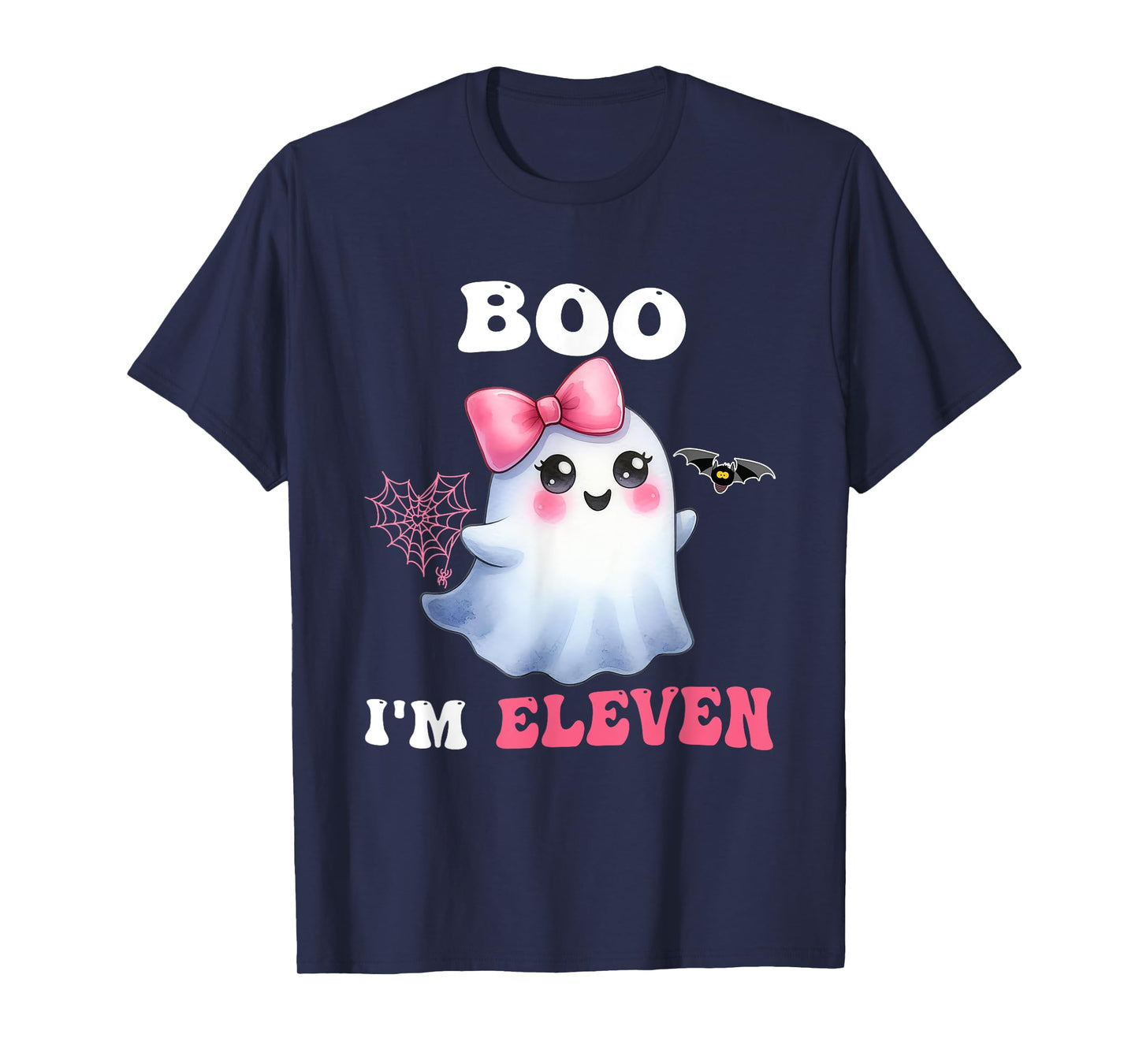 Boo I'm Eleven Cute Ghost 11th Birthday Funny Halloween Girl T-Shirt